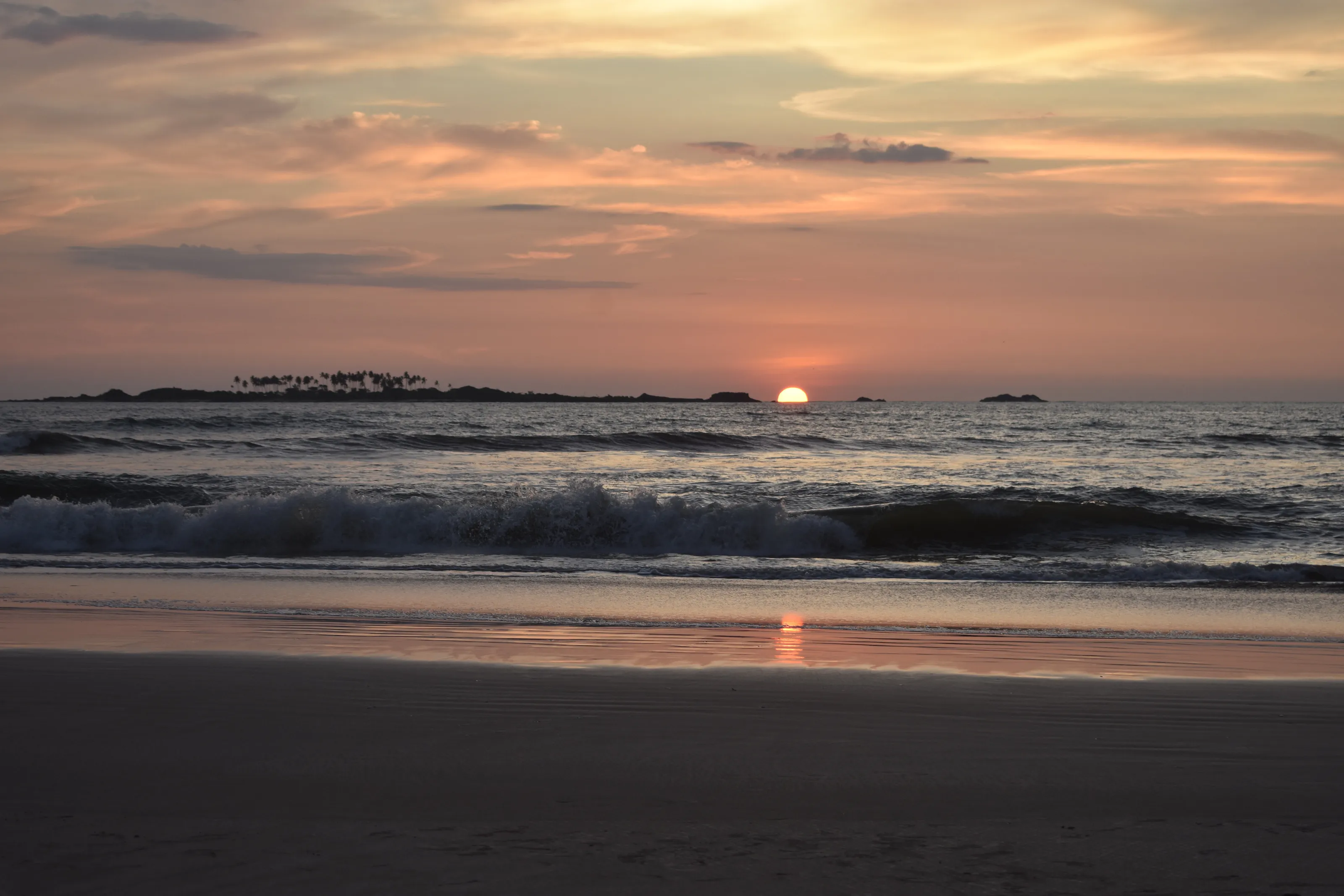 the sunset at the beach