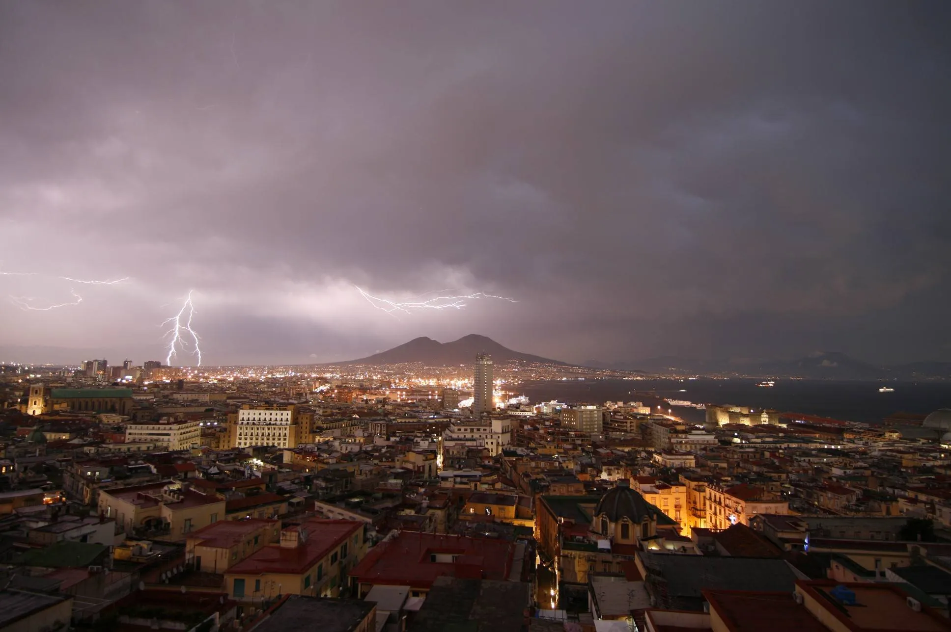 Lightning over Vesuvius