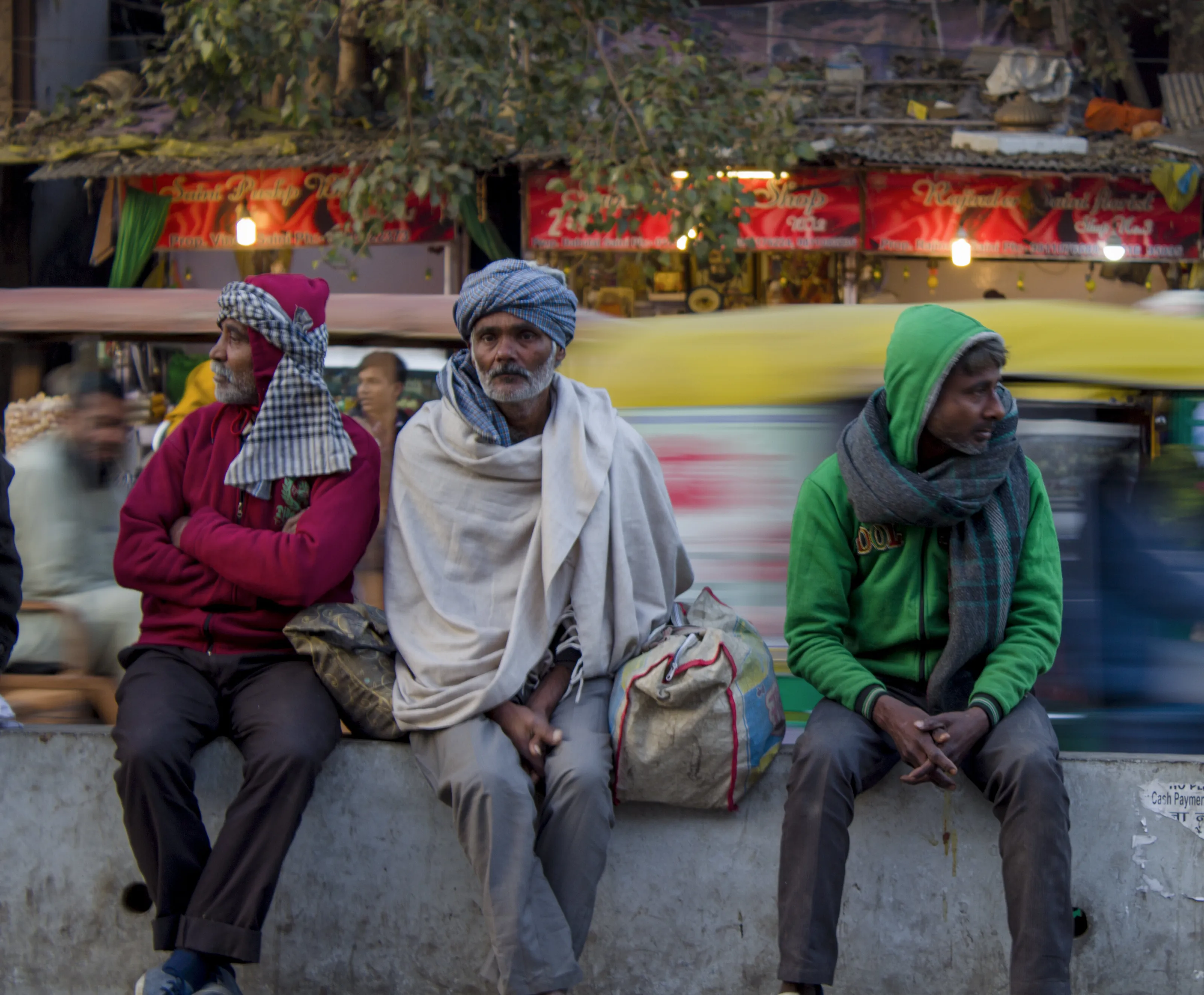 the street drama at evening