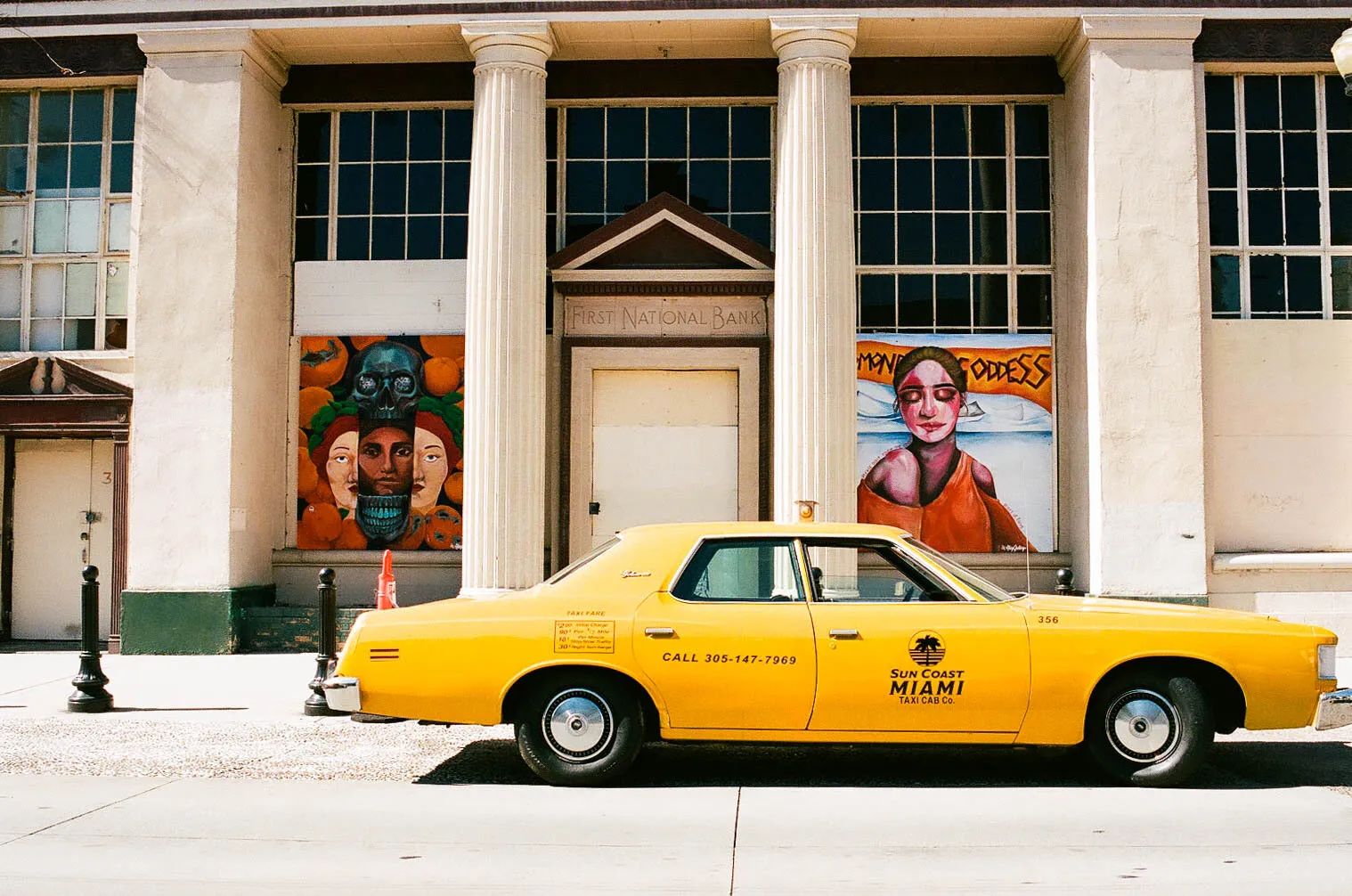 Taxi near the First National Bank
