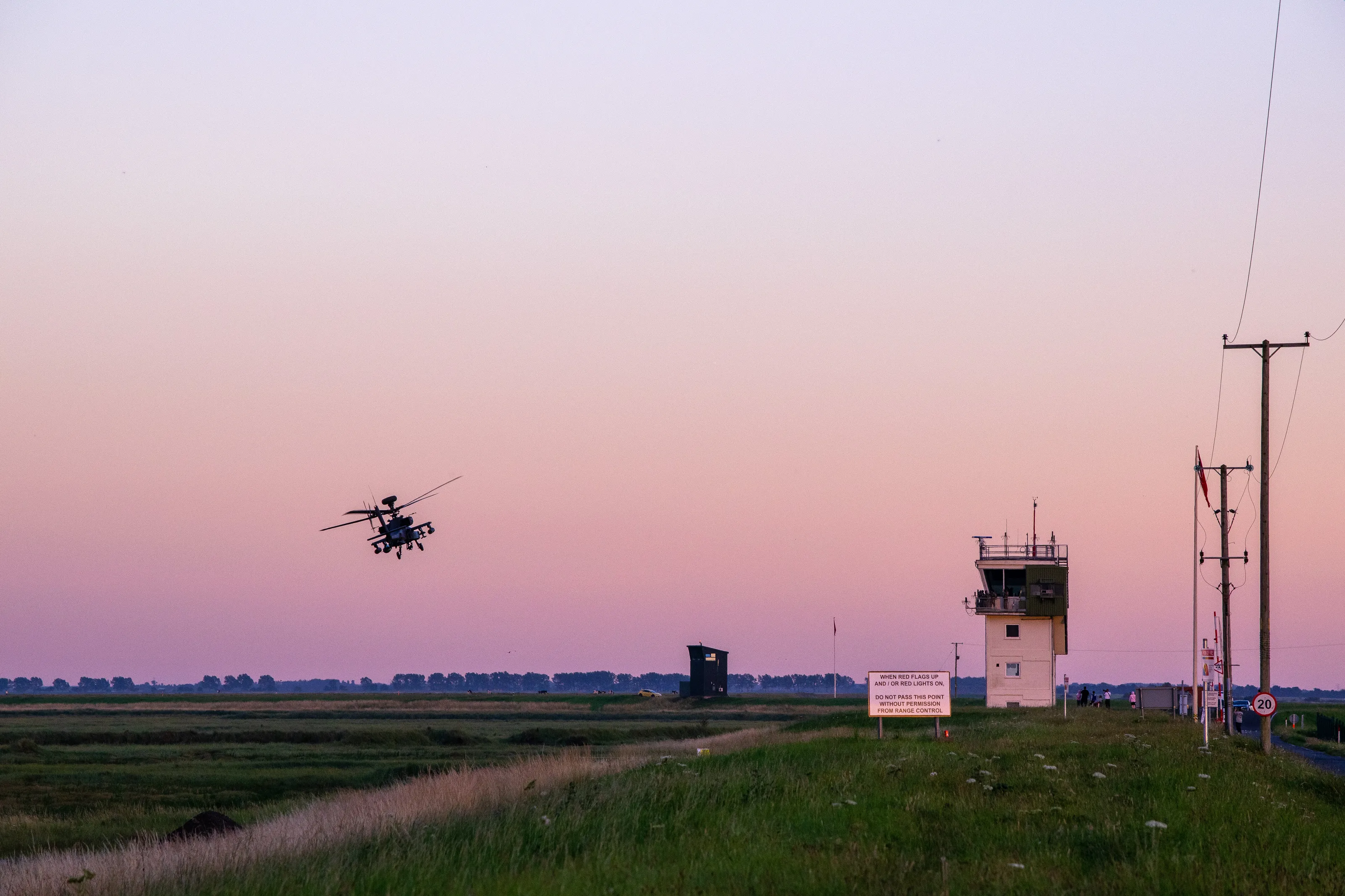 Apache in sunset on the firing range