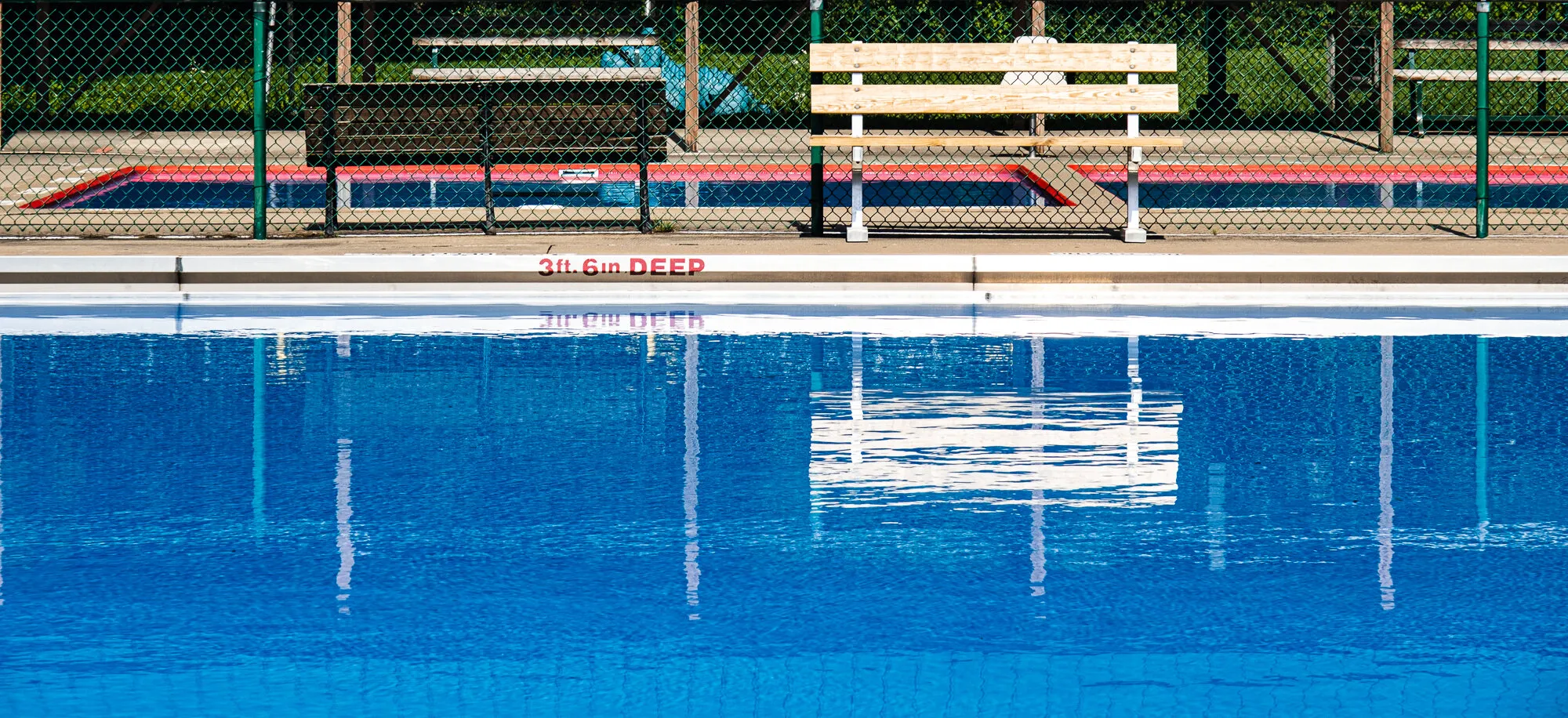 Benches at the pool