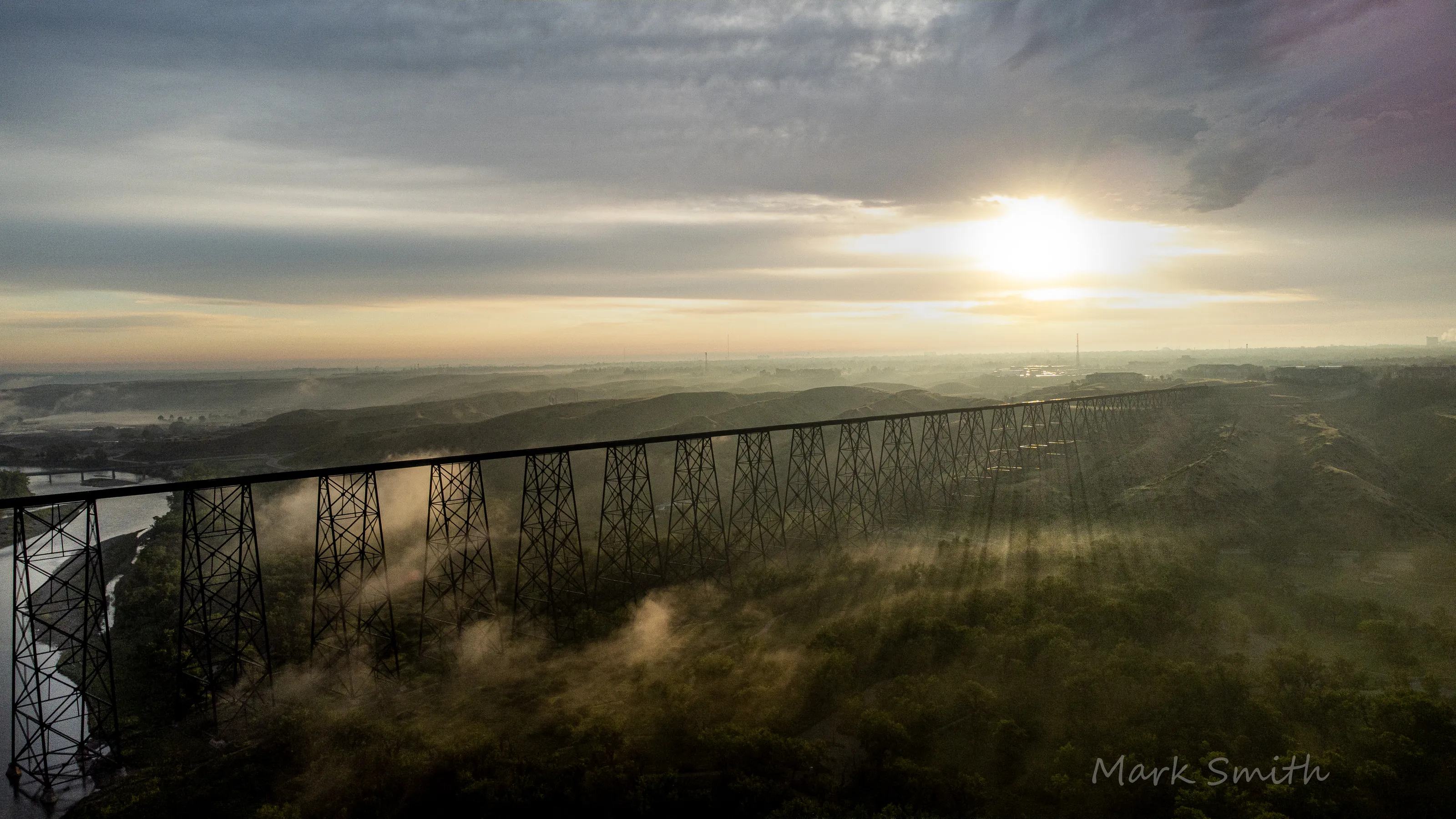 A foggy sunrise