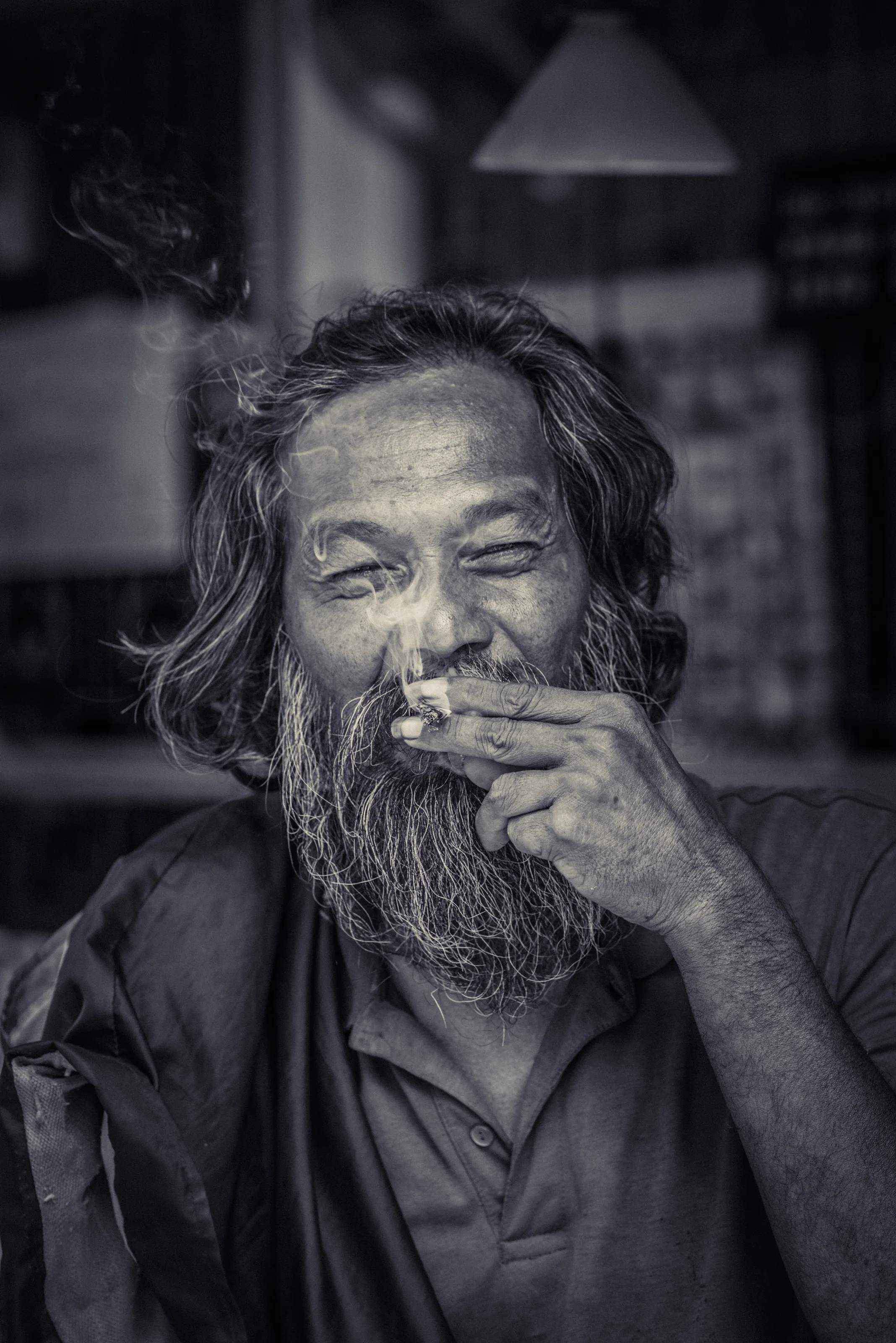 Homeless Man Smoking