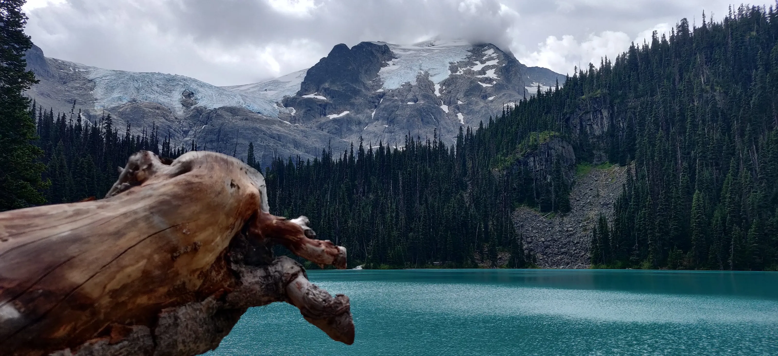 Scenic view of glacial-fed lake