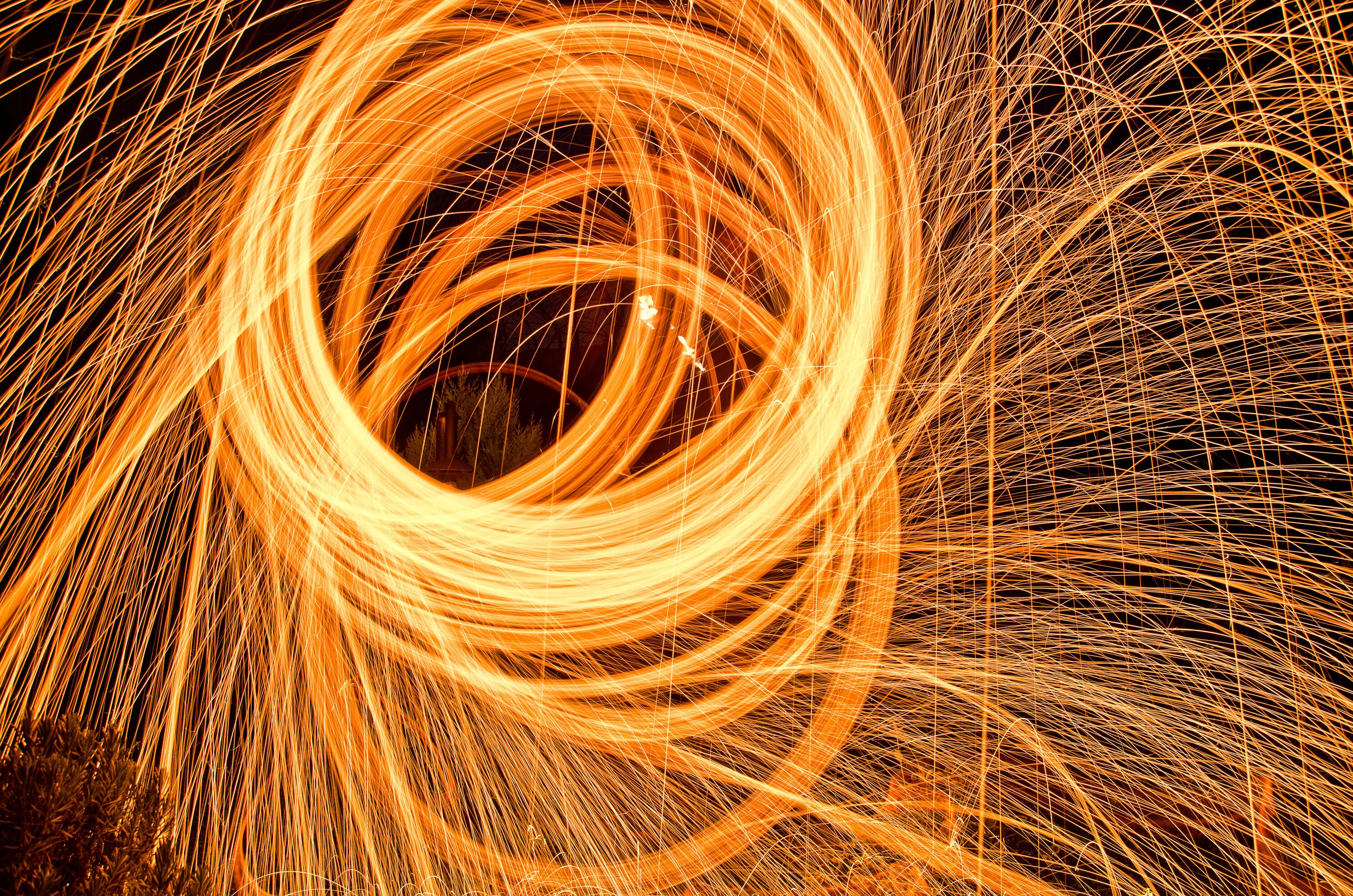 Steel wool on fire