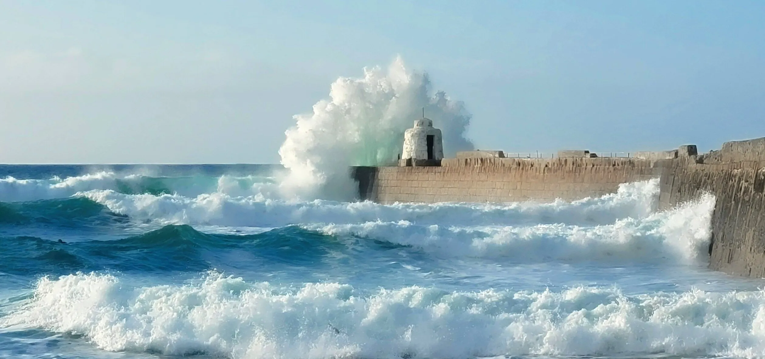 Waves Over the Harbour Wall