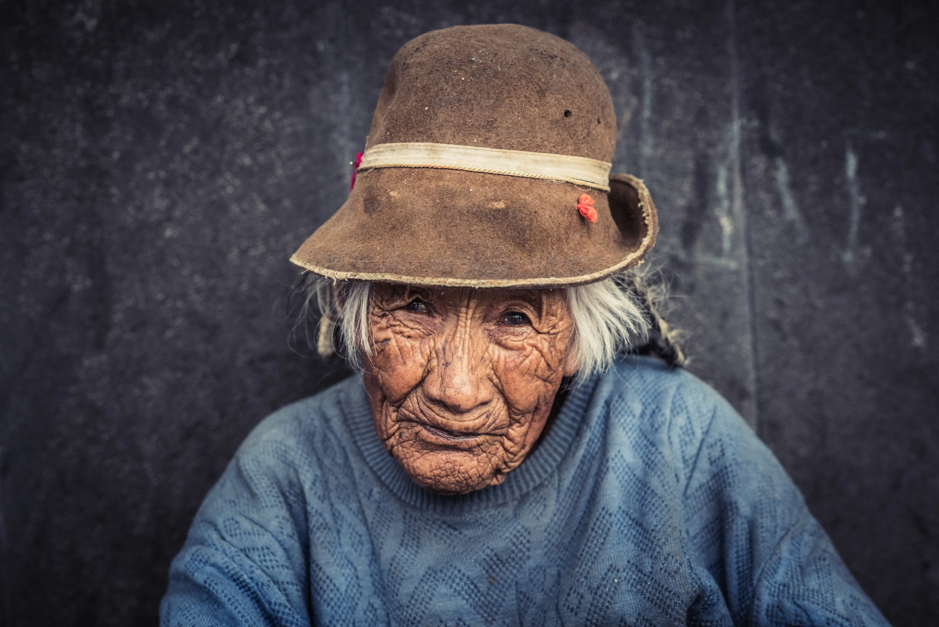 Homeless lady in hat