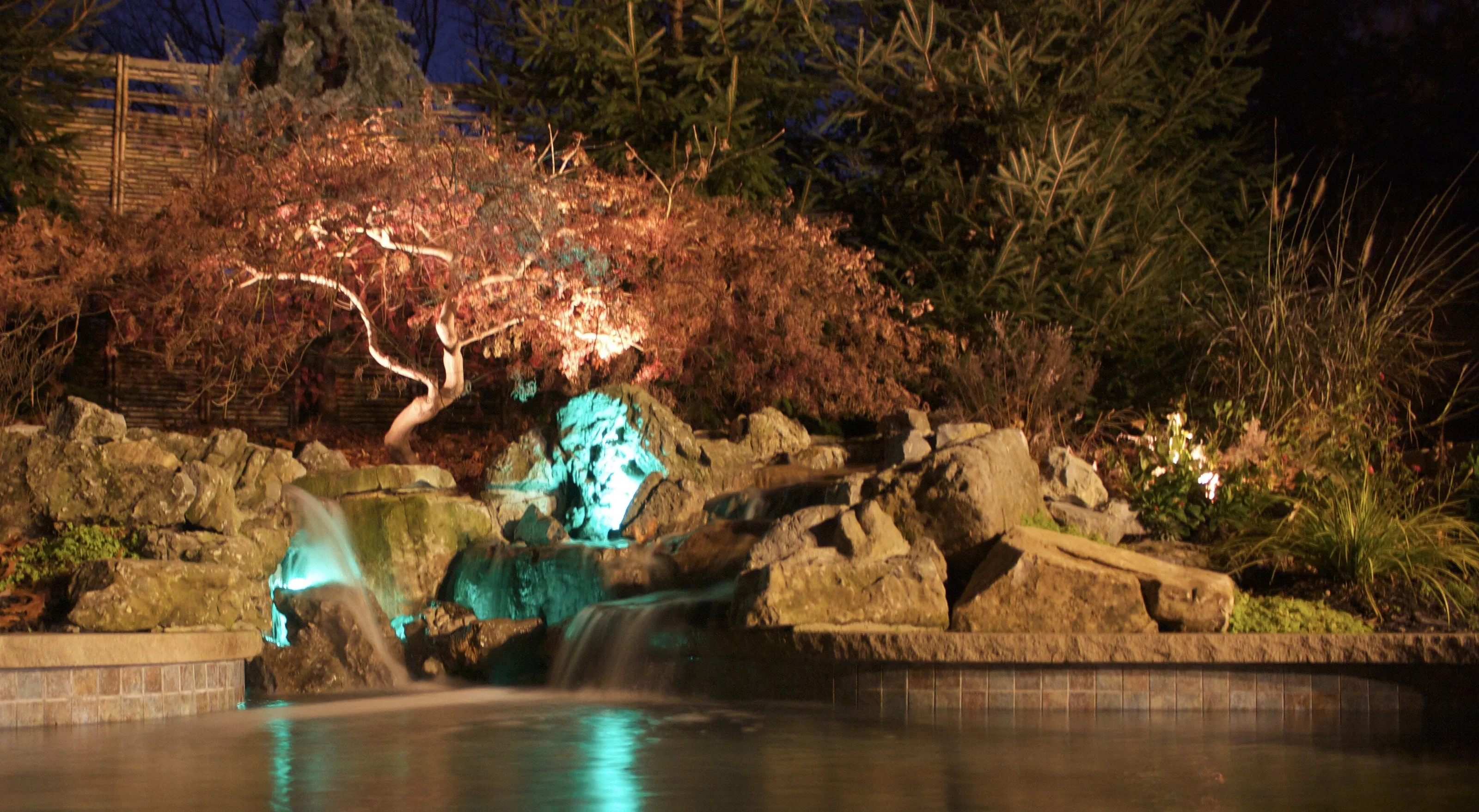 Japanese maple and waterfalls