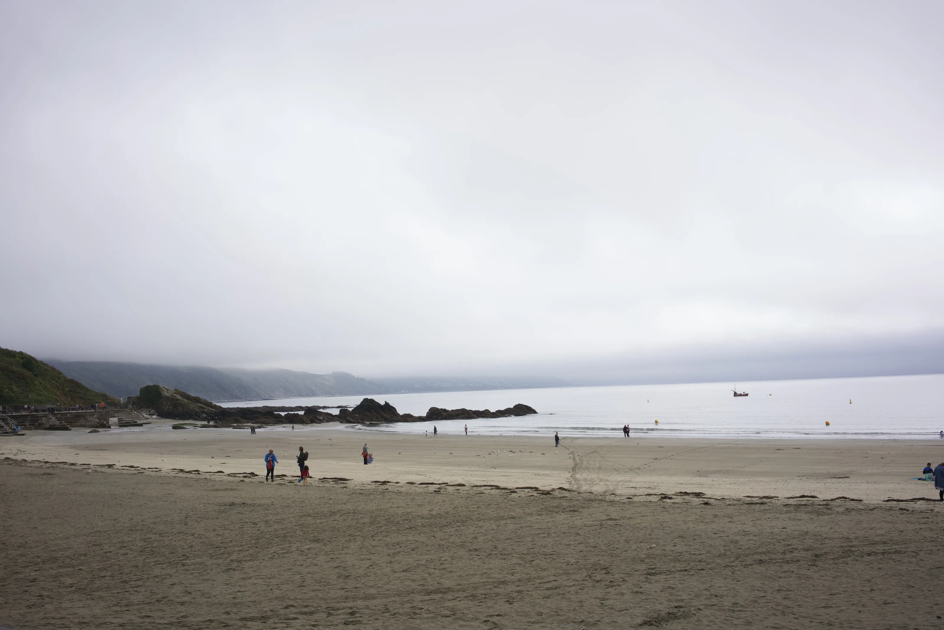 Foggy morning by the sea in Looe