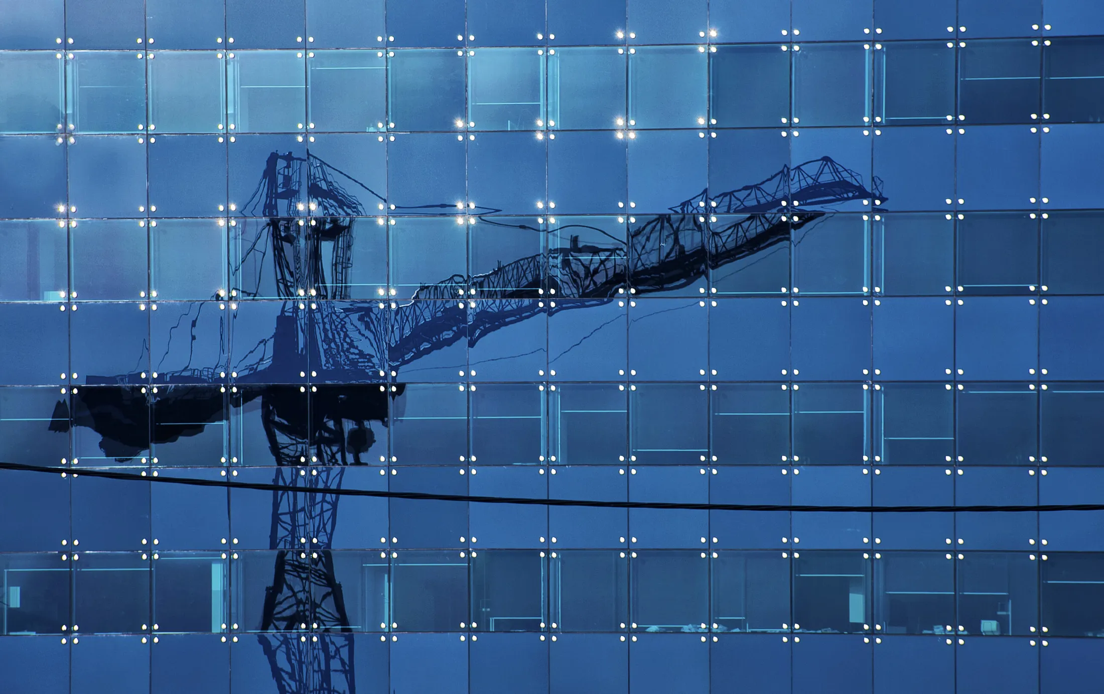 Crane reflection & powerline