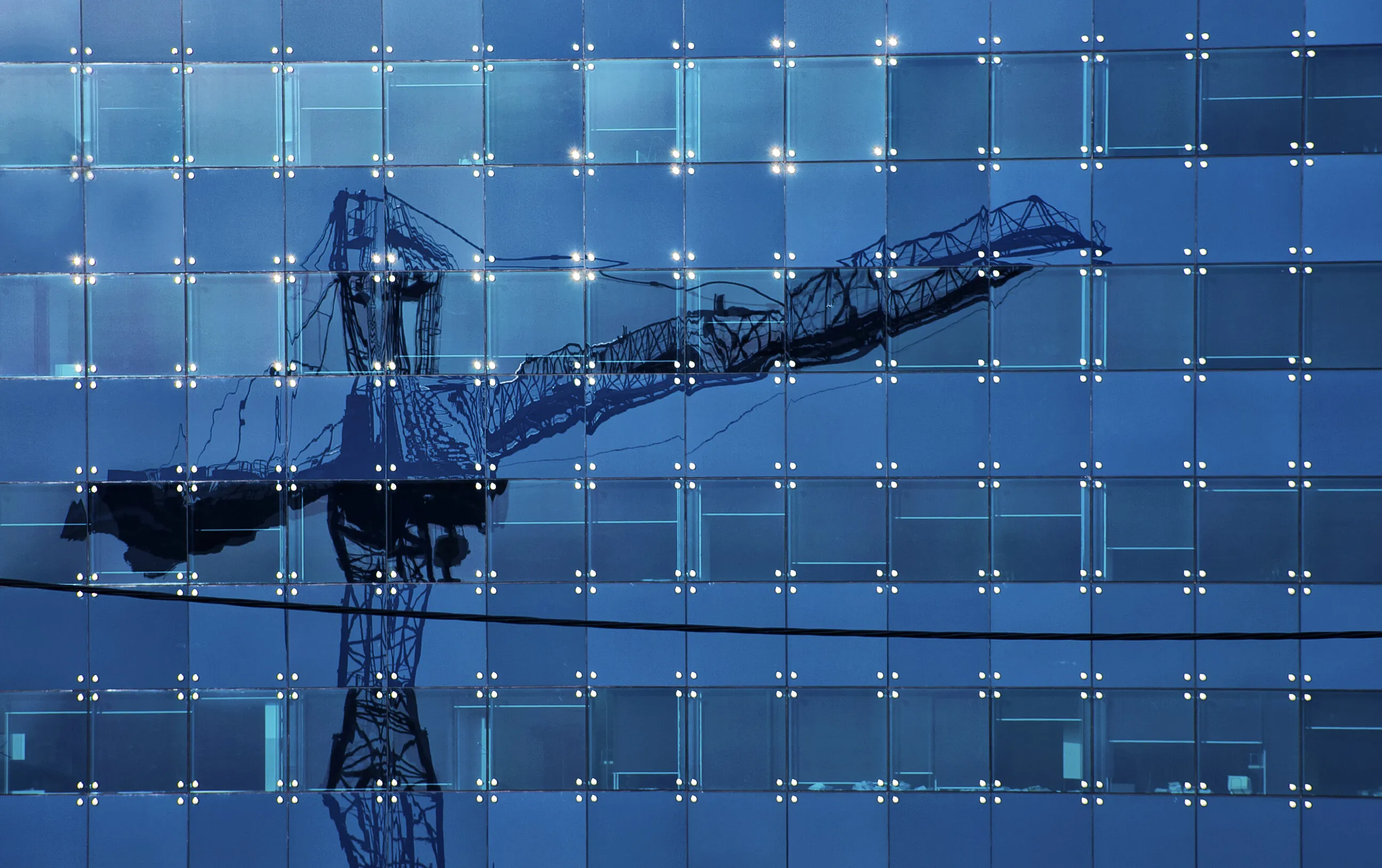 Crane reflection & powerline