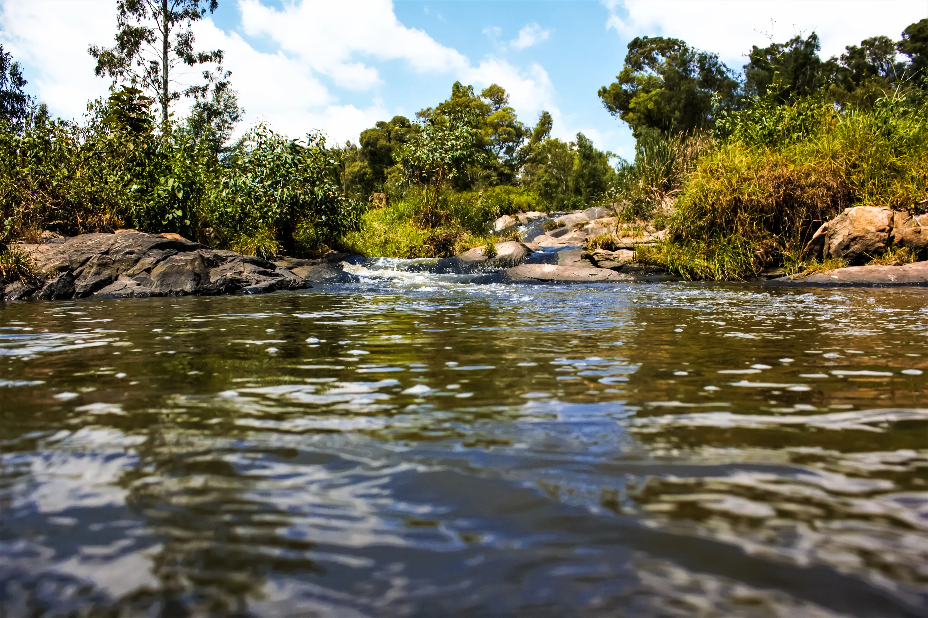 Water at low point.
