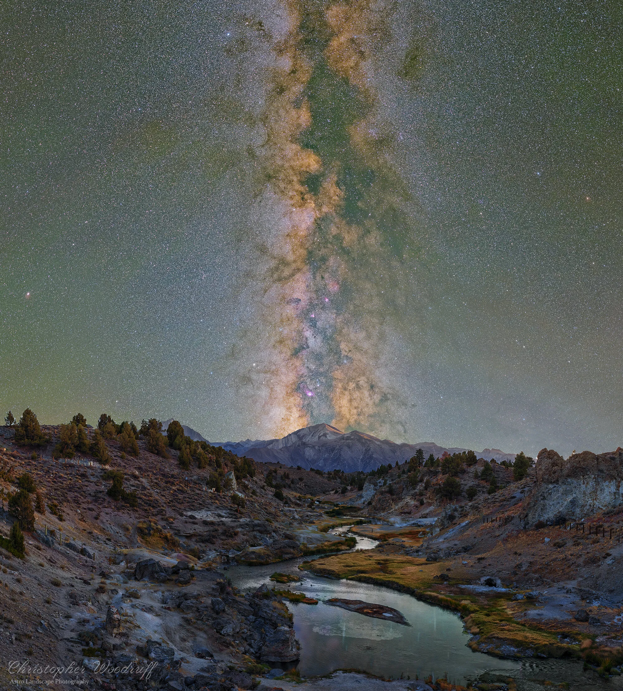 Milkyway over Hot Springs Creek in Mammoth Lakes, CA