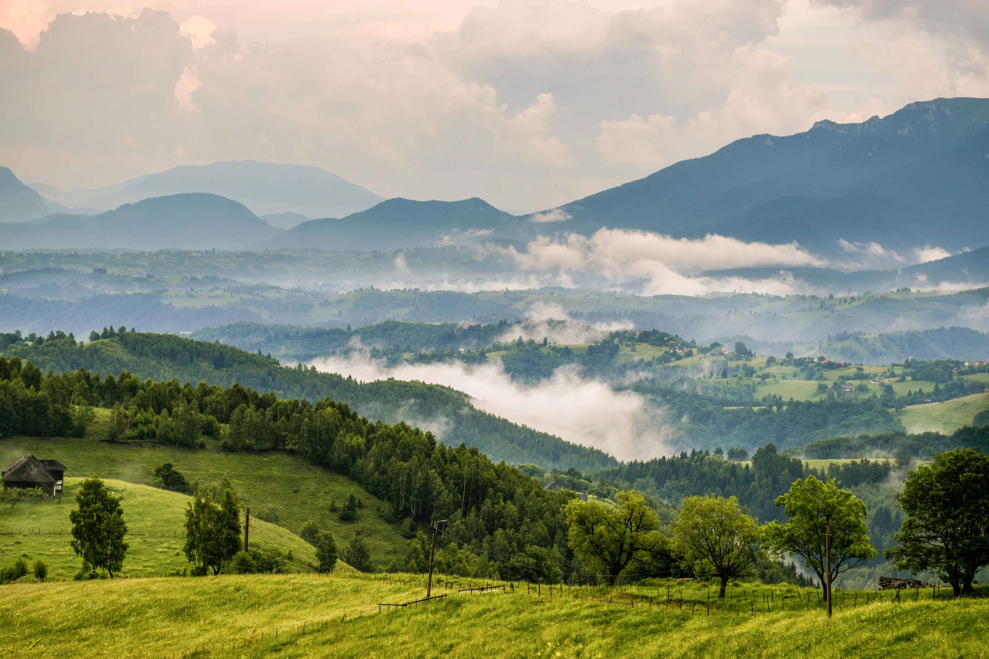 Mountains in fog
