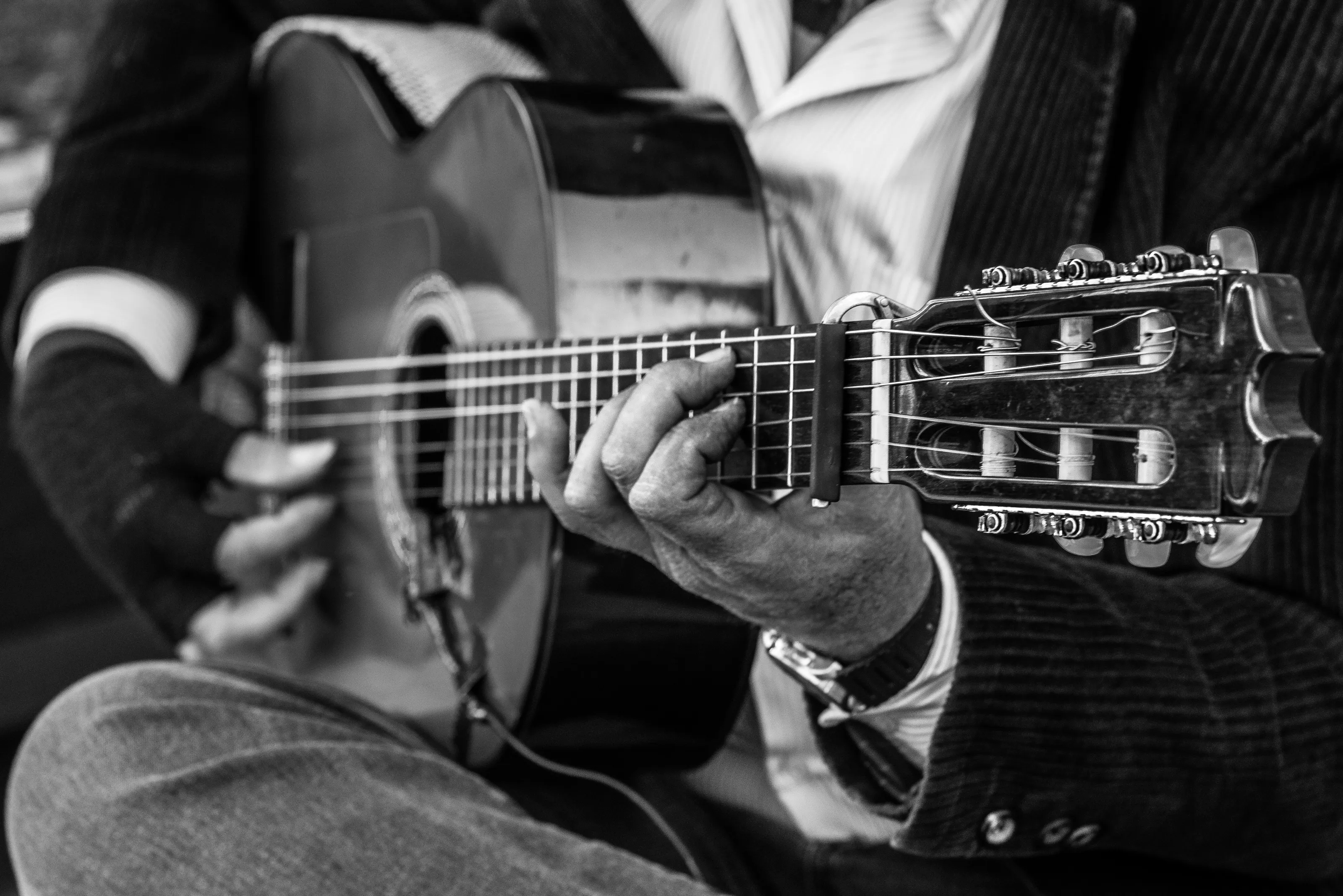 Playing guitar in Seville