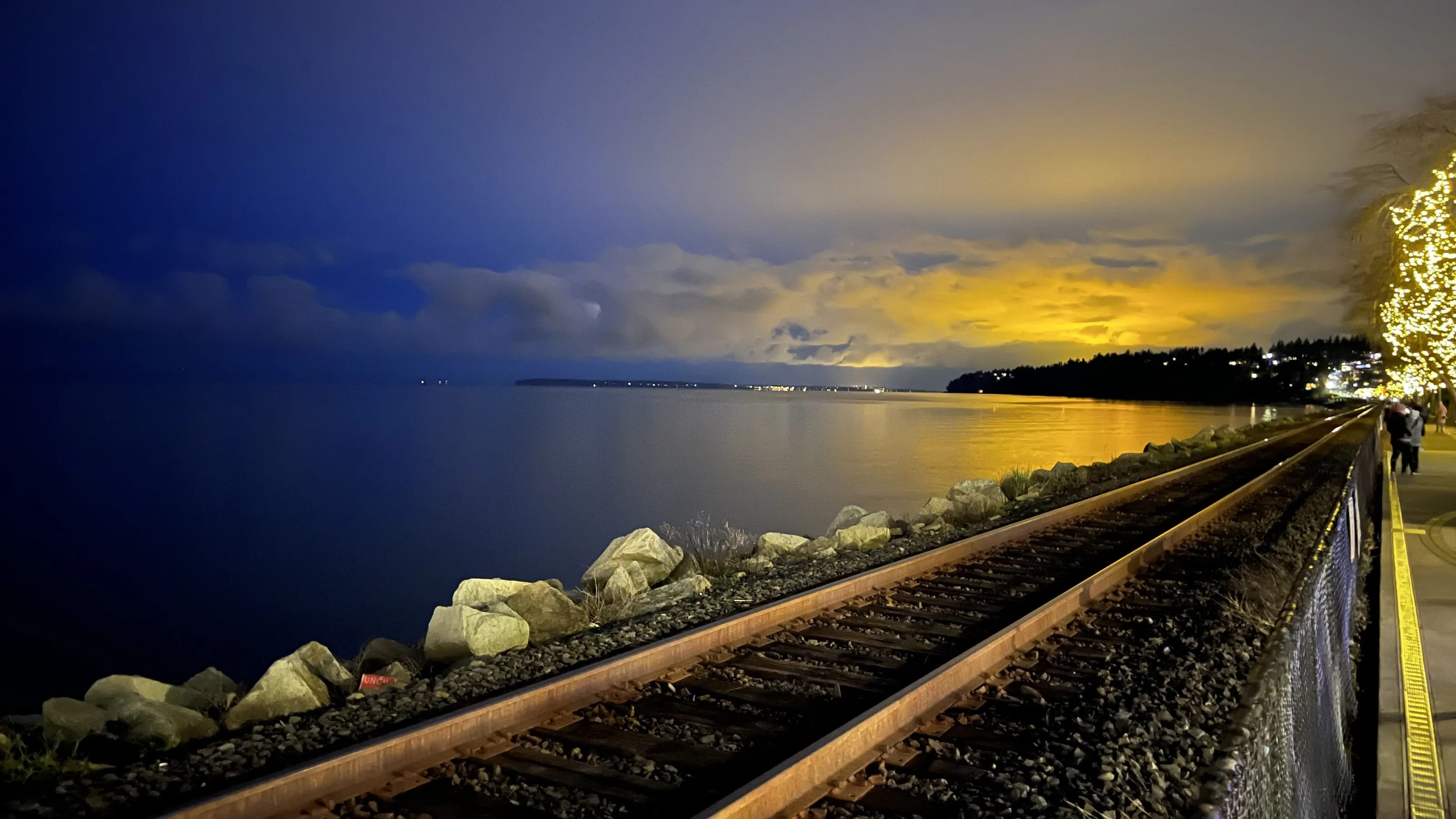 Evening at the white rock pier (longest pier in Canada)