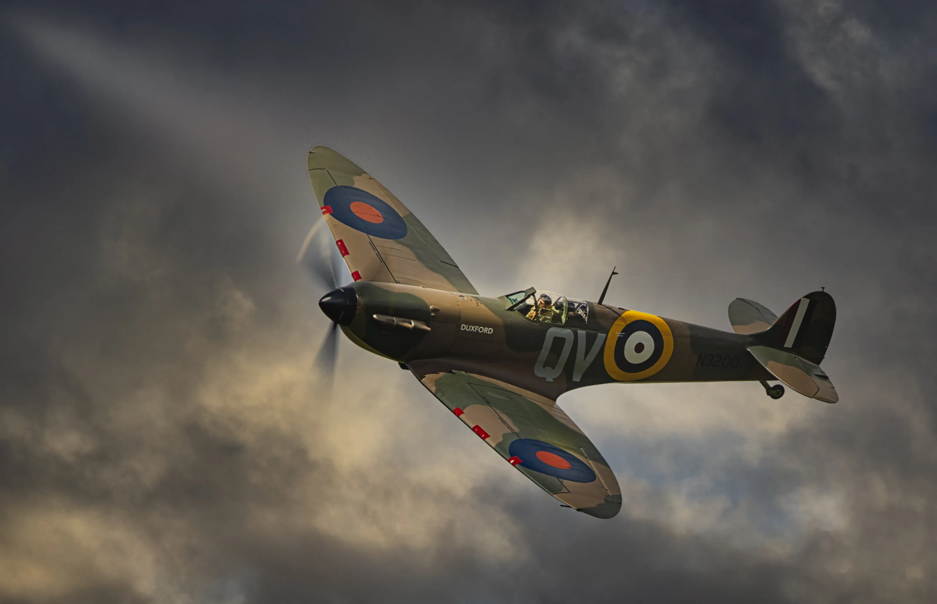 Spitfire in a storm.