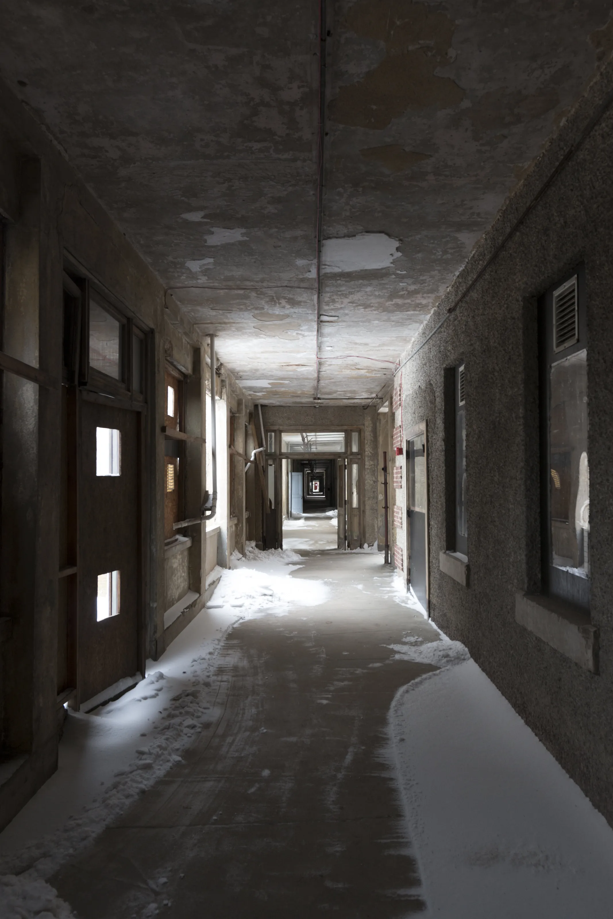 Snowy Corridor on Ellis Island