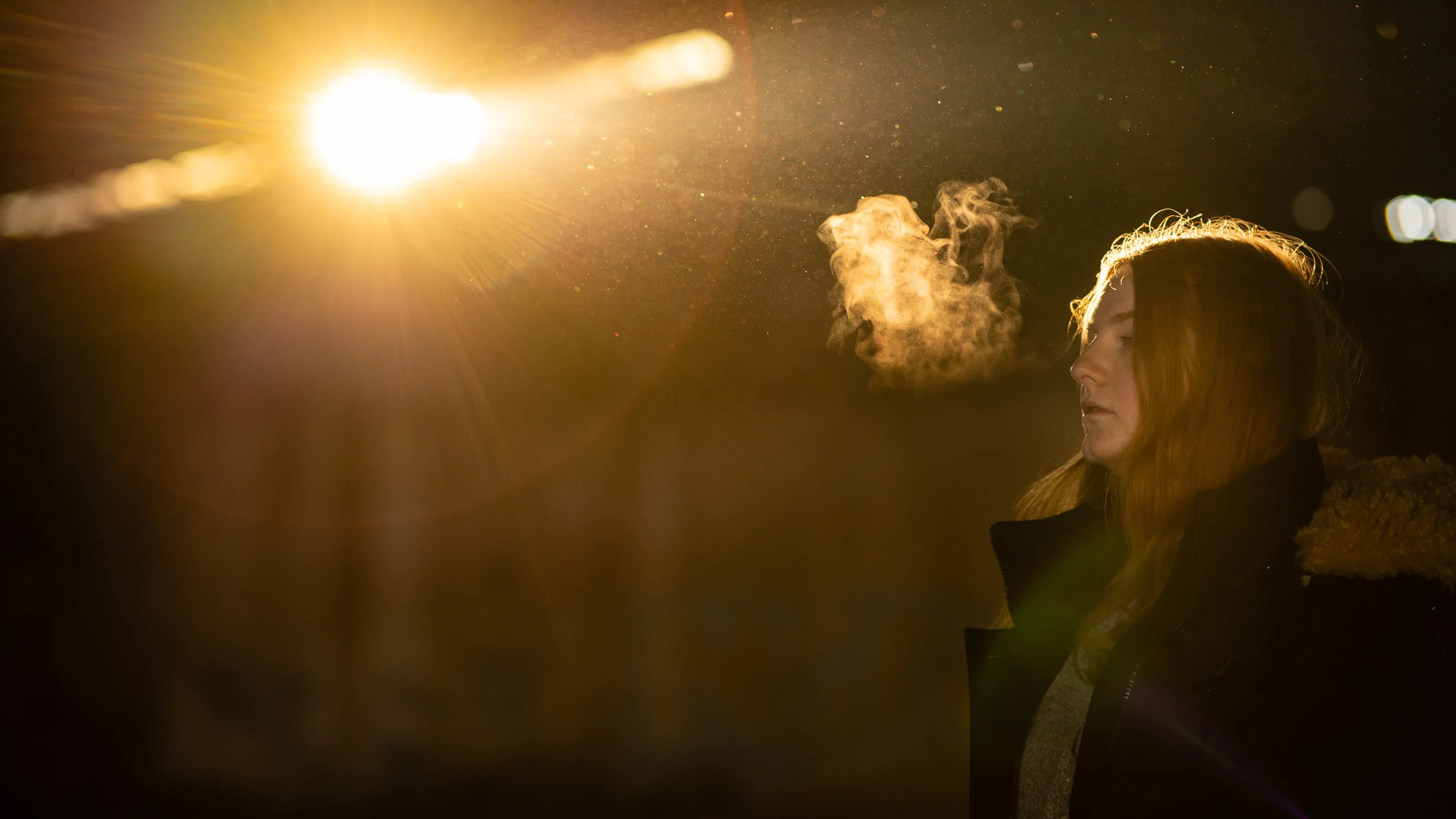 Woman on light
