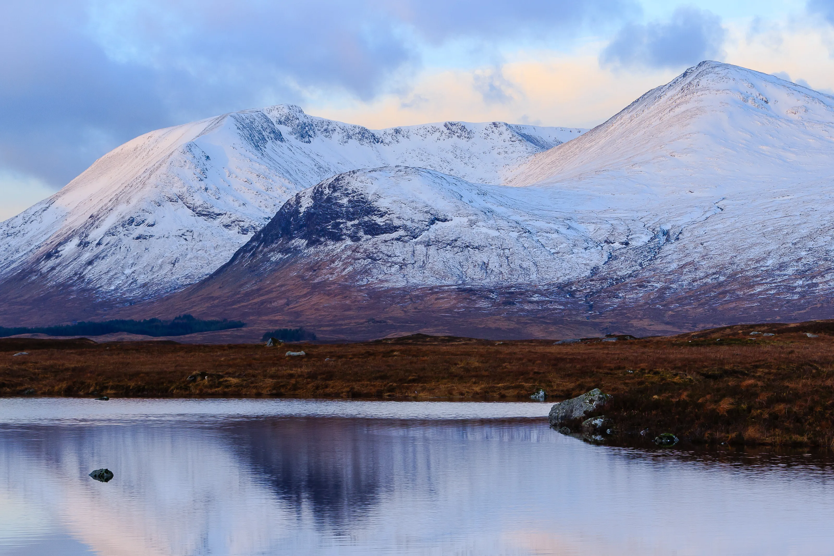 The Black Mount reflecting on Lochan na h'Achlaise