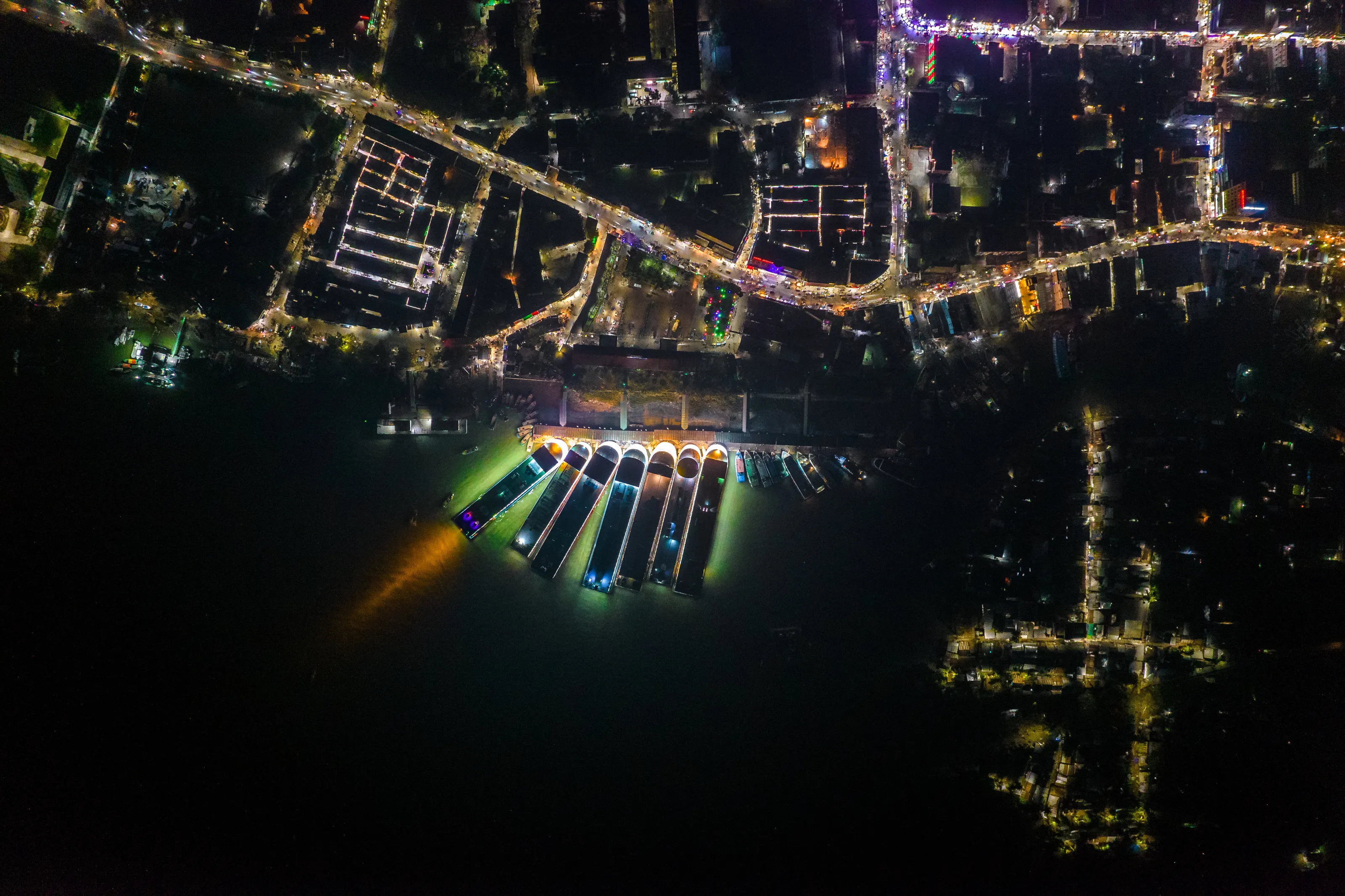 Nightscape of a Ferry Port