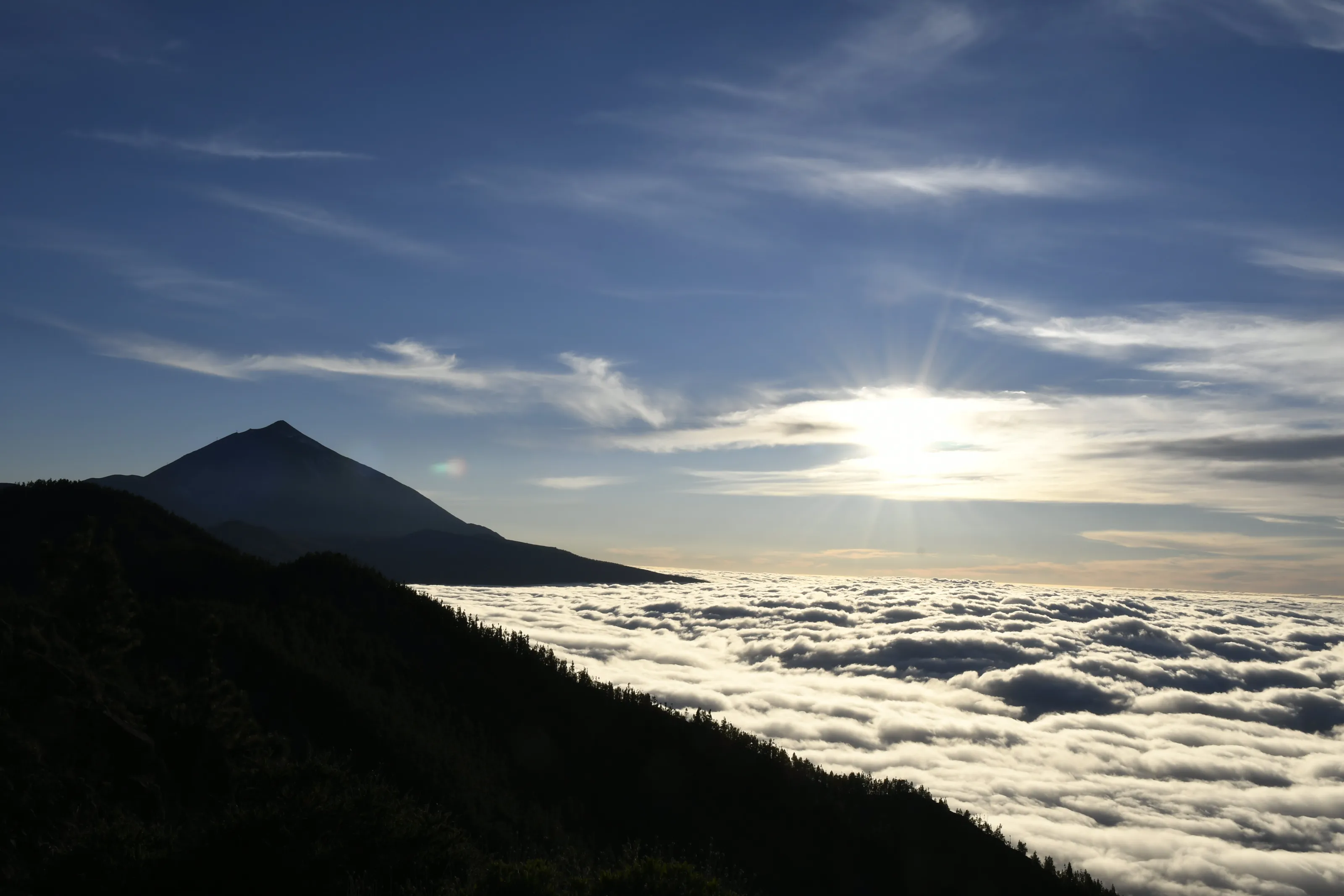 over the clouds on a volcano