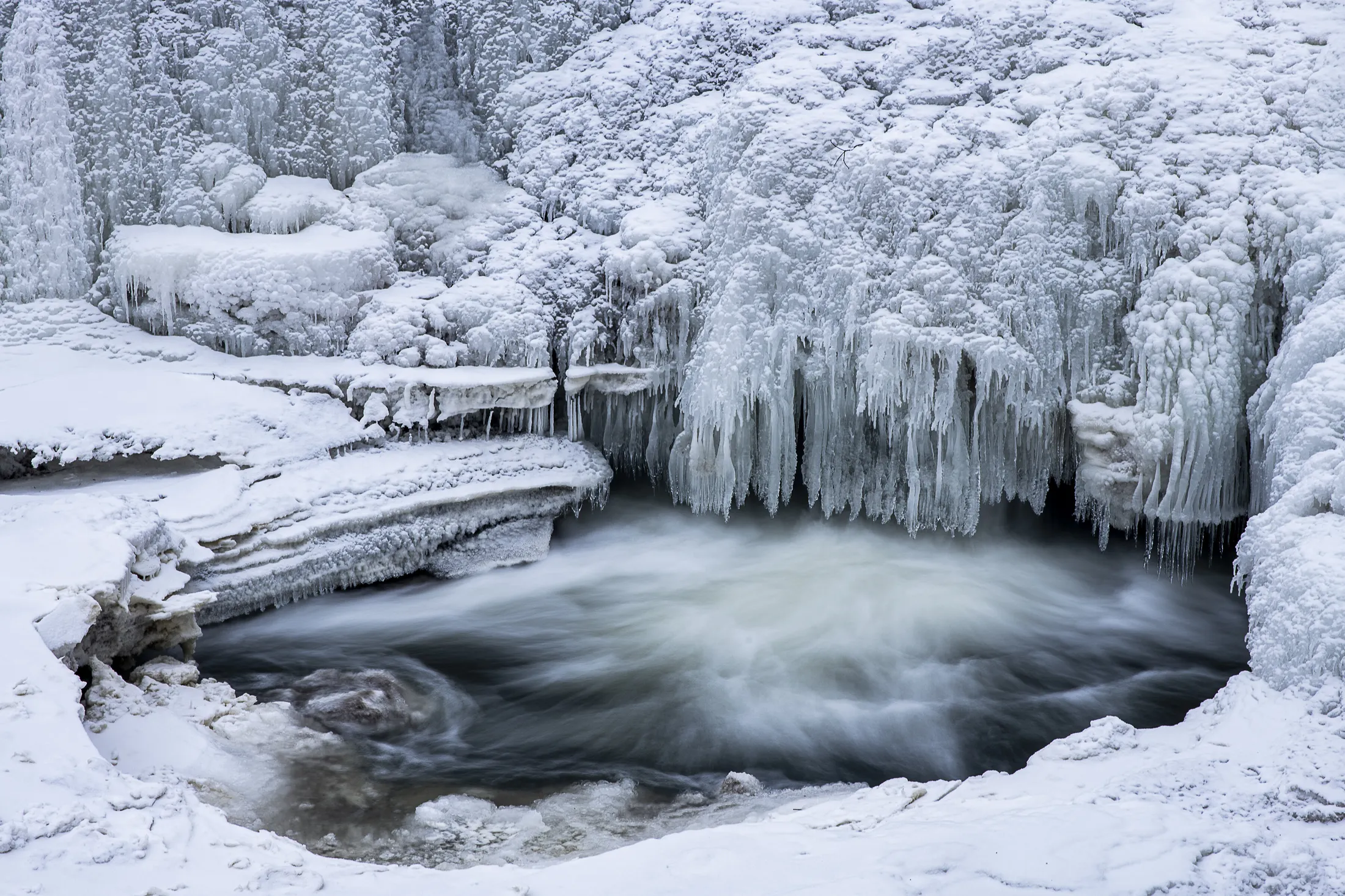 Minneopa Falls in the middle of winter