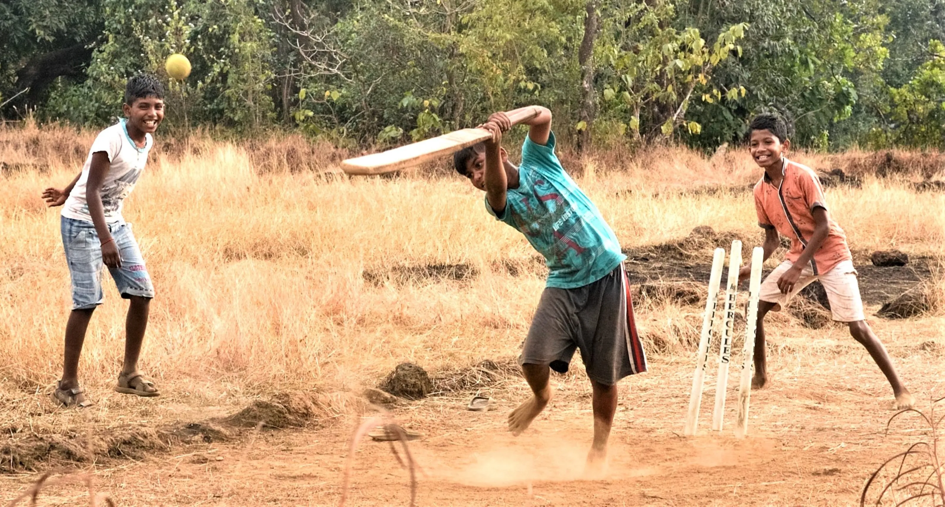 A game of cricket in a Goa village