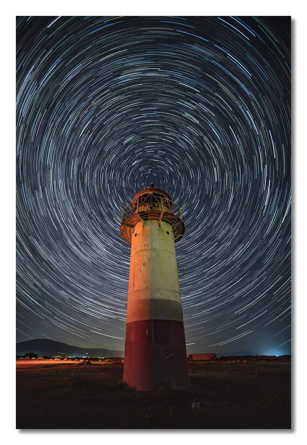 Startrail over abandoned lighthouse