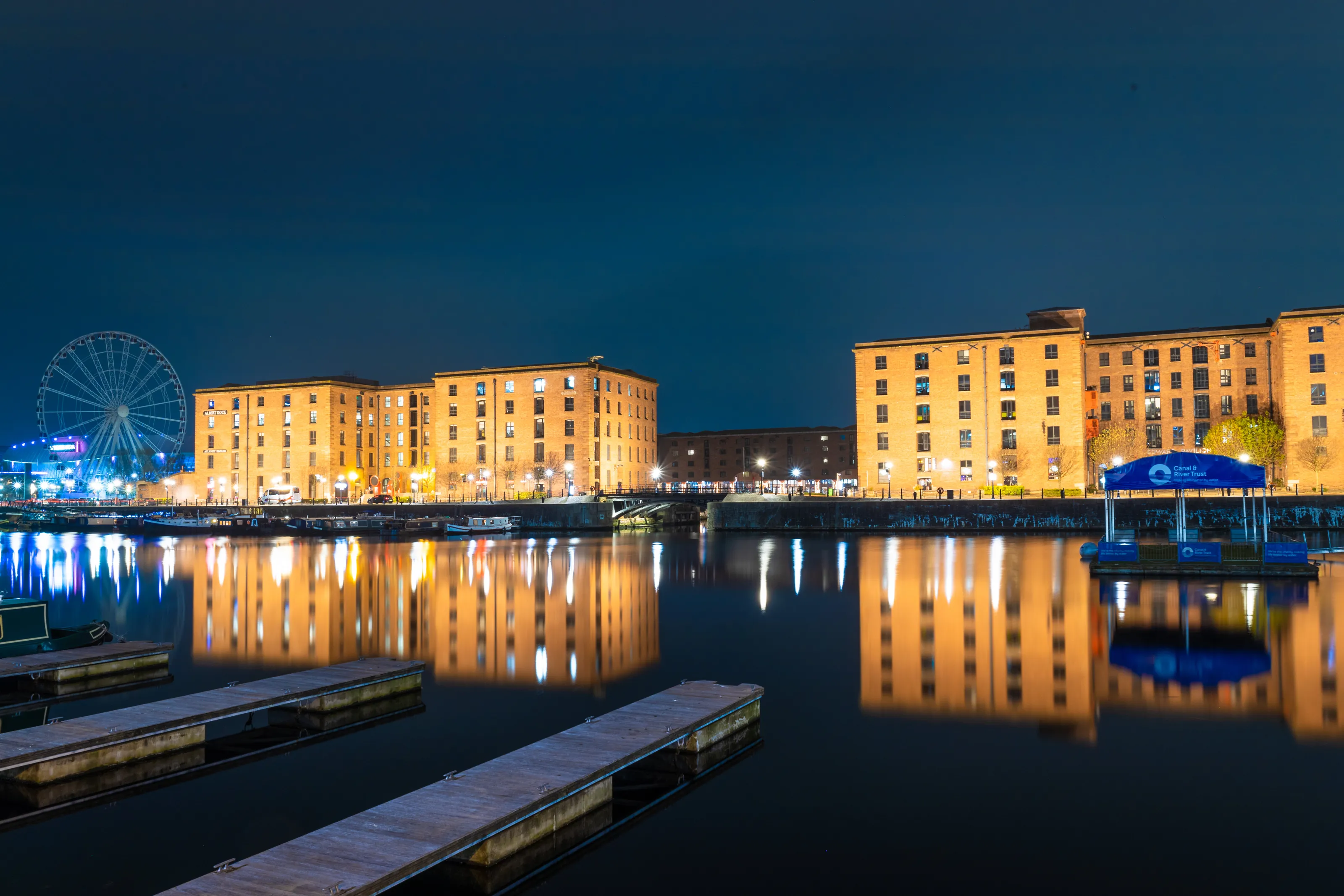 Albert Dock buildings from across salt house dock