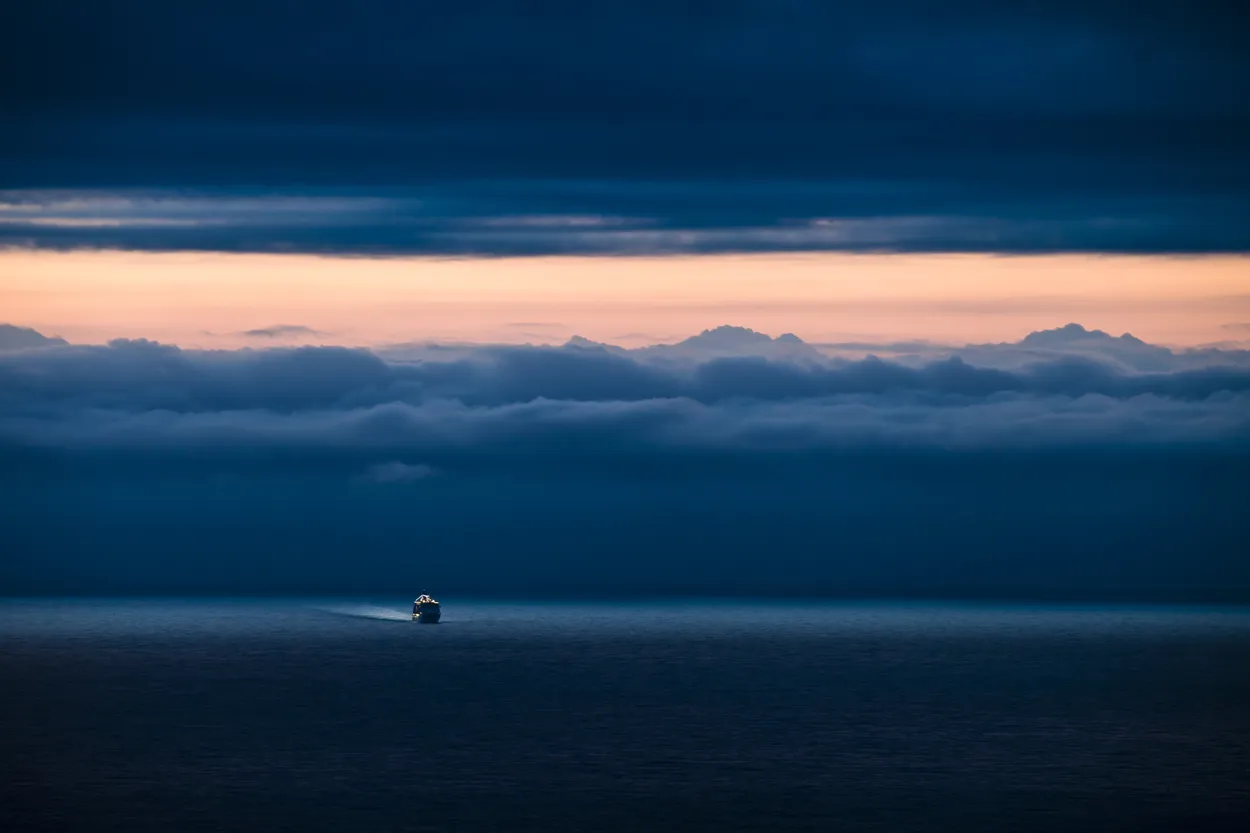 Cruise and clouds during sunrise