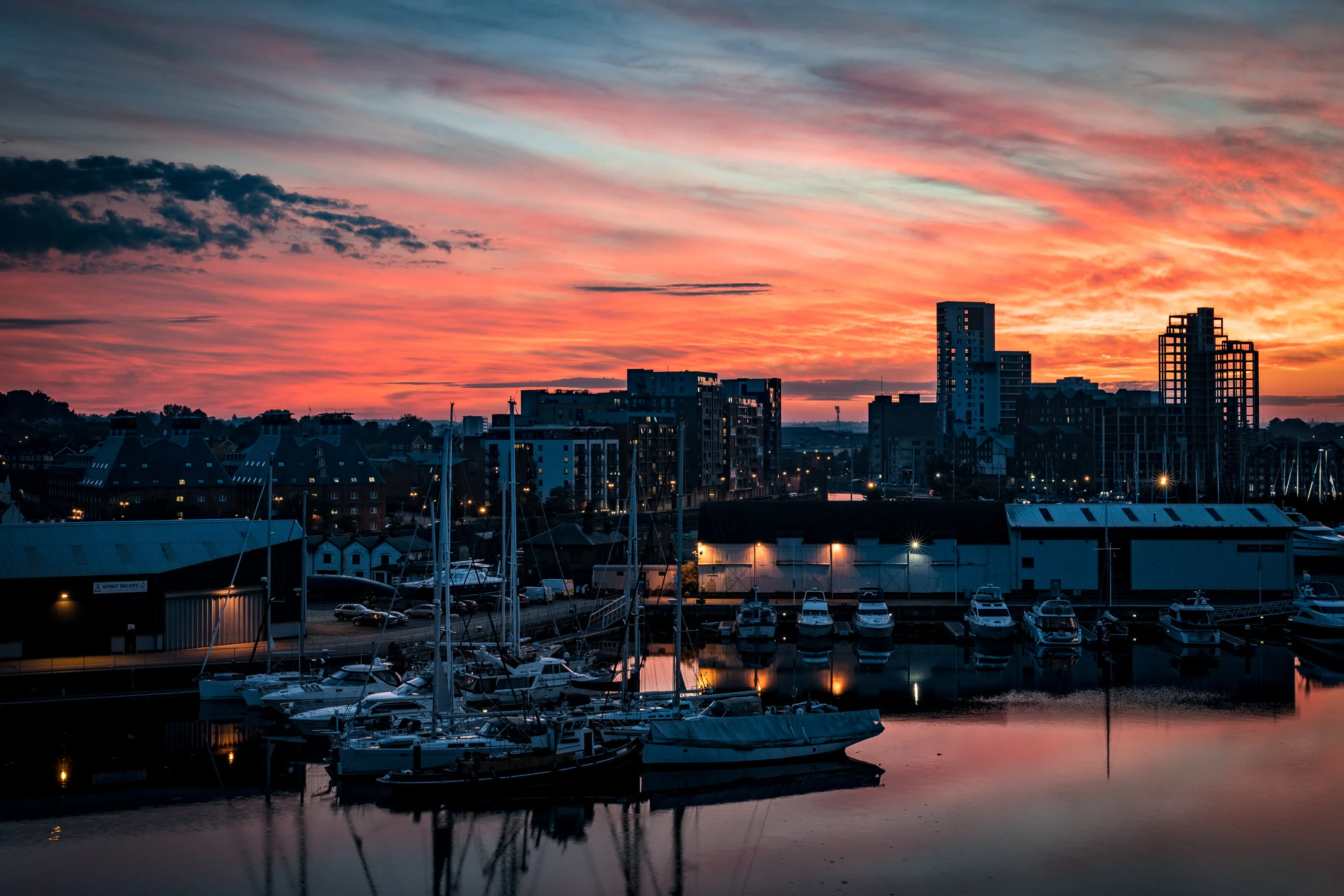 Sunset over the waterfront
