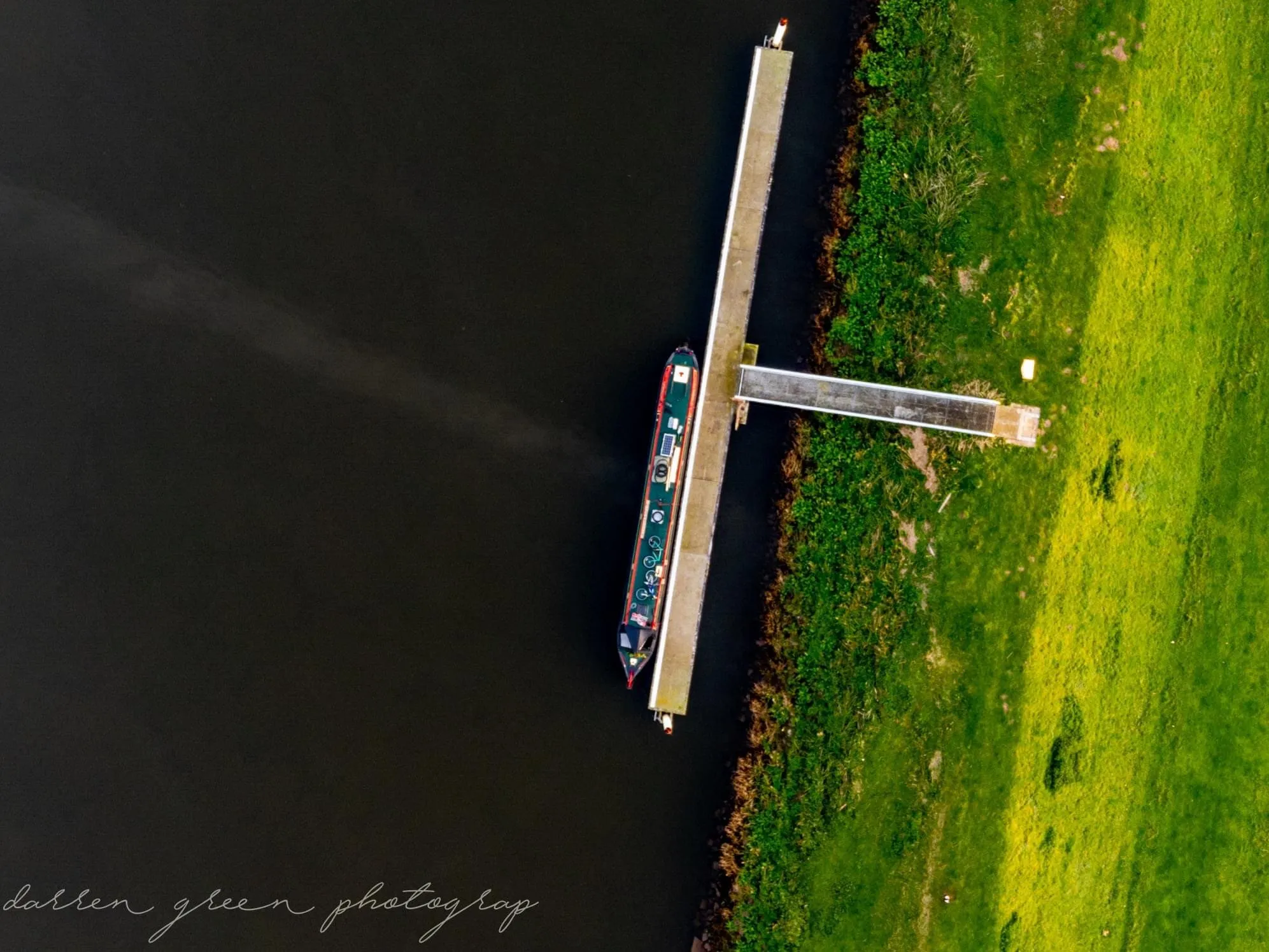 Narrow boat from above