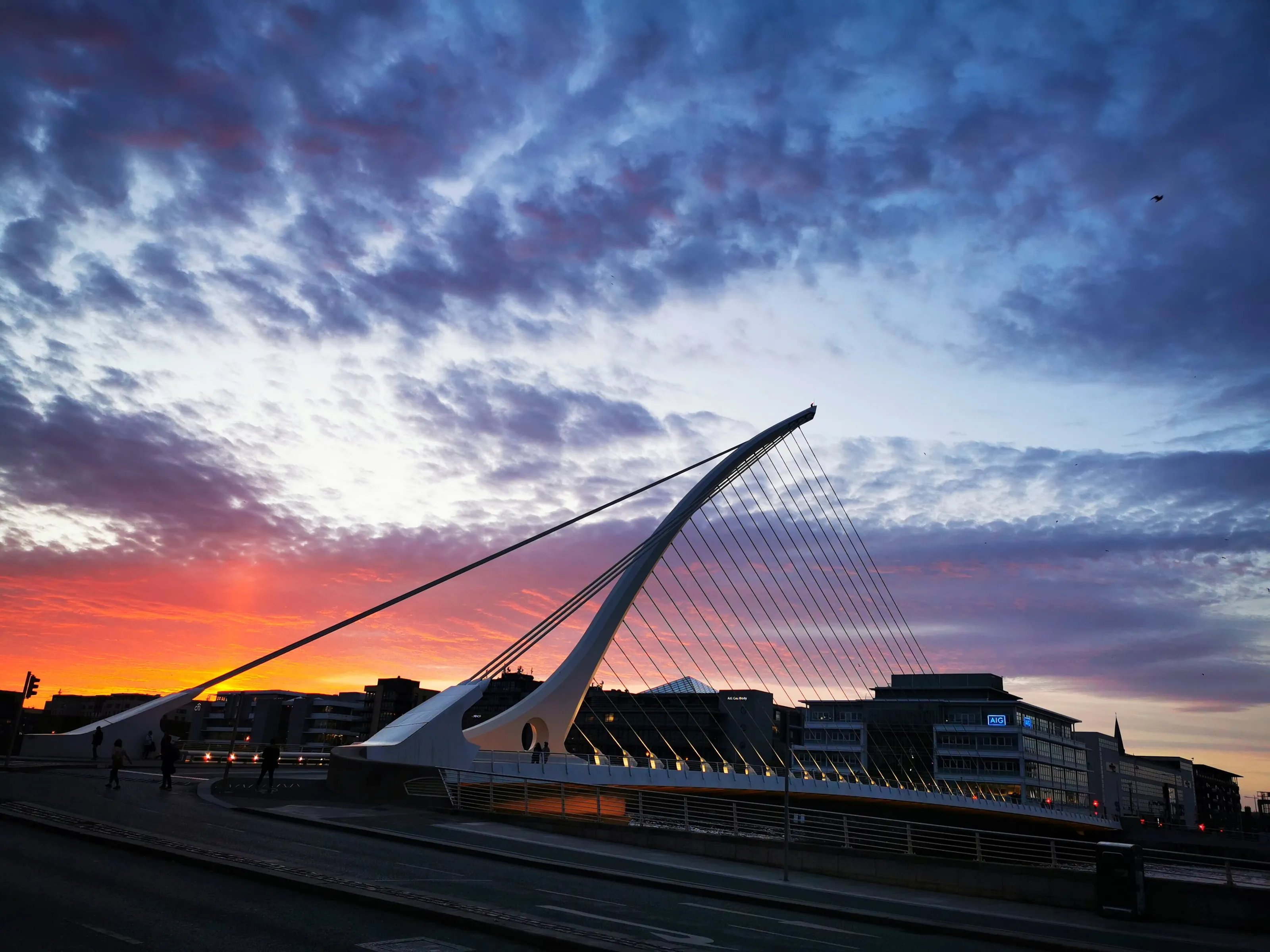 Sunset over Samuel. Beckett Bridge