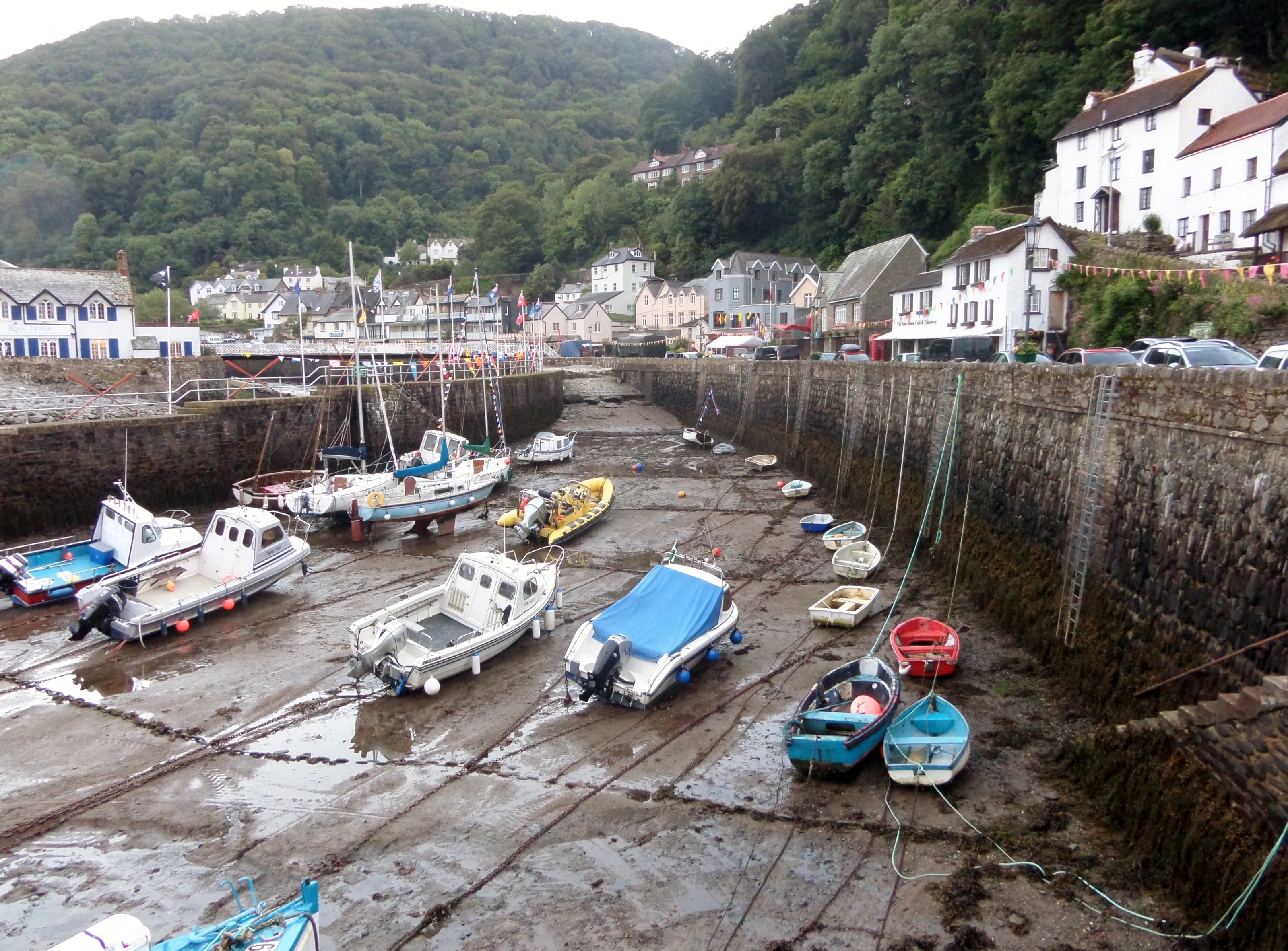 Lynmouth harbour at low tide