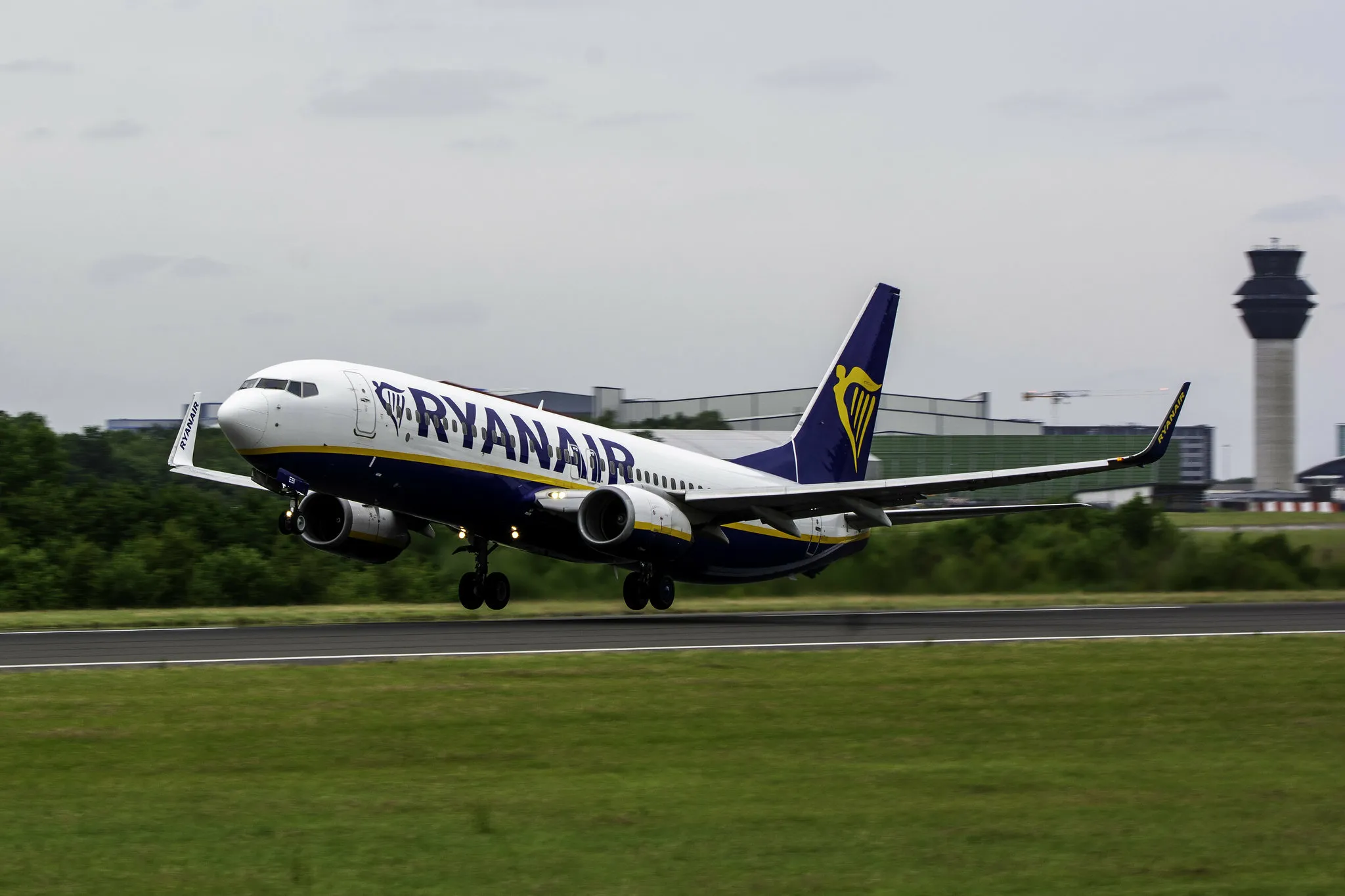 Ryanair Plane taking off at Manchester Airport