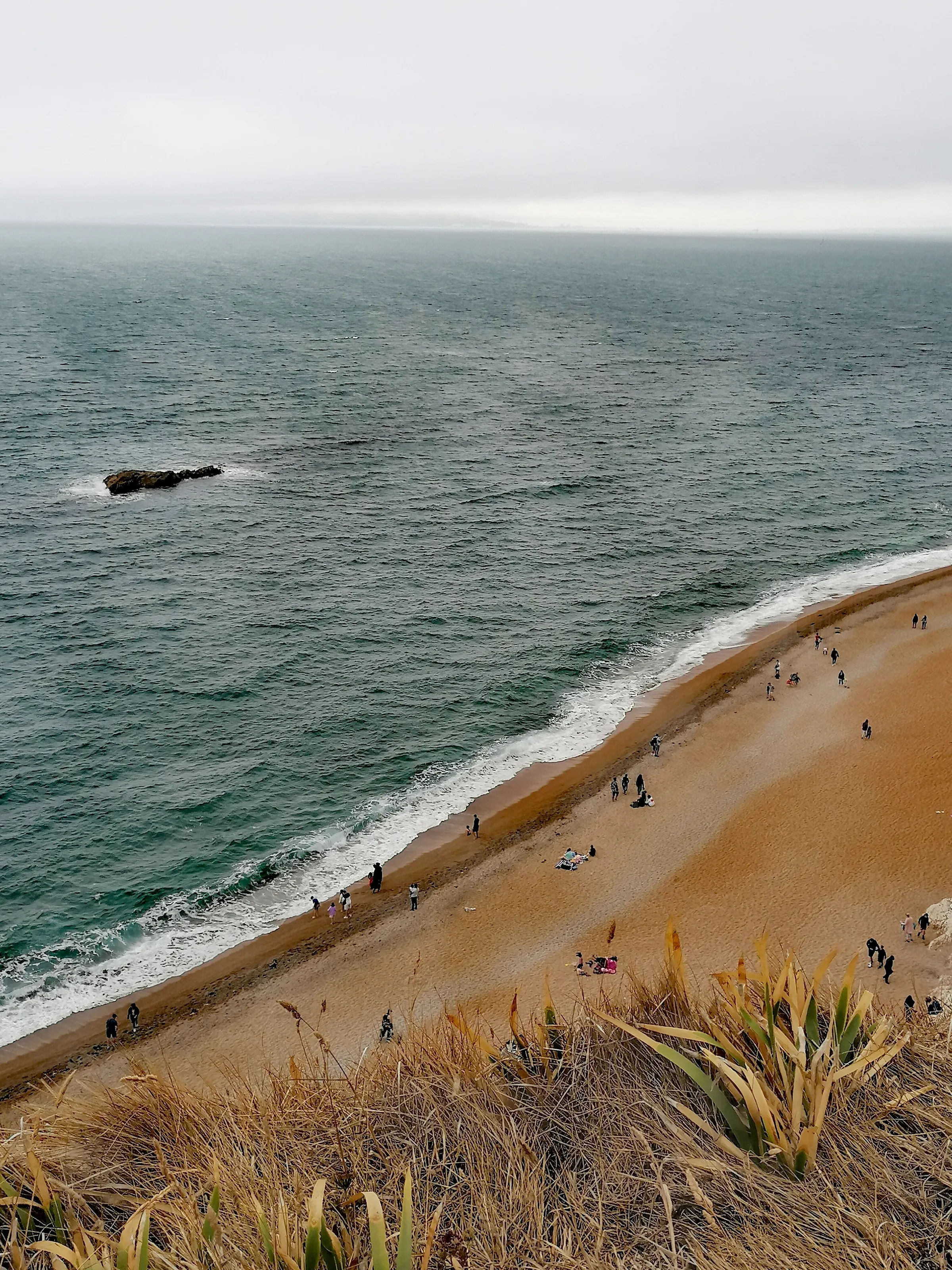 Durdle door beach from the cliffs