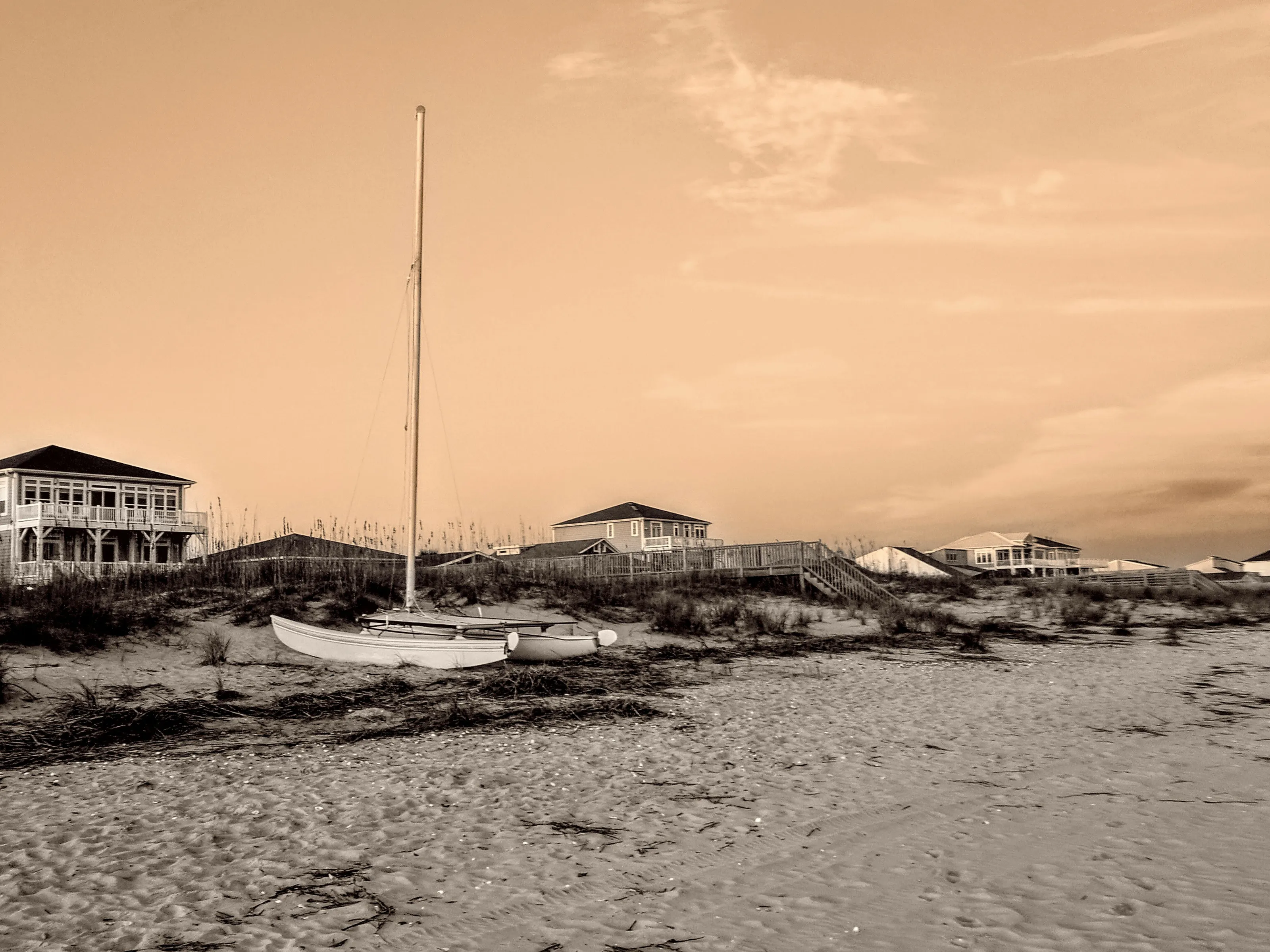 boat at dusk