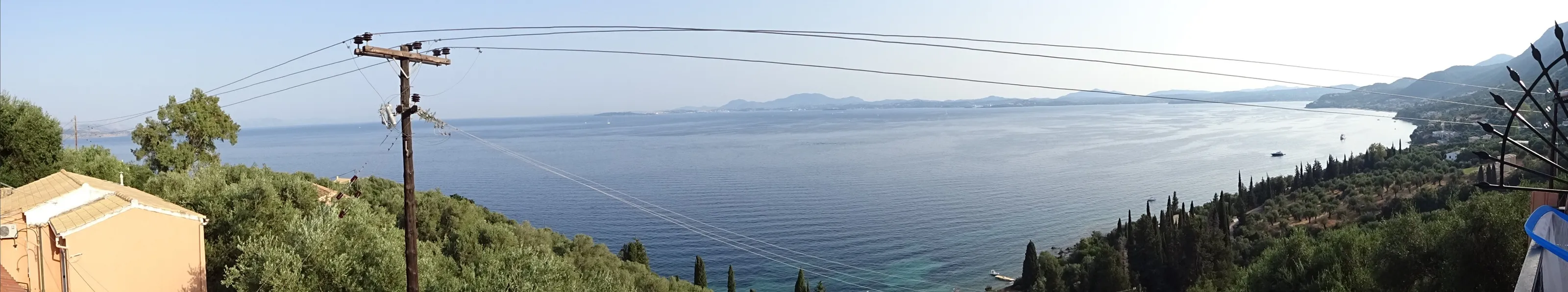 Panoramic of the bay from Nisaki to Corfu Town