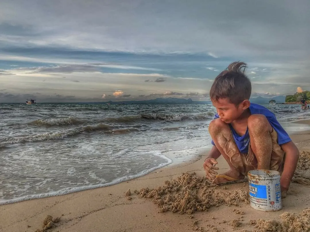 Playing at the beach