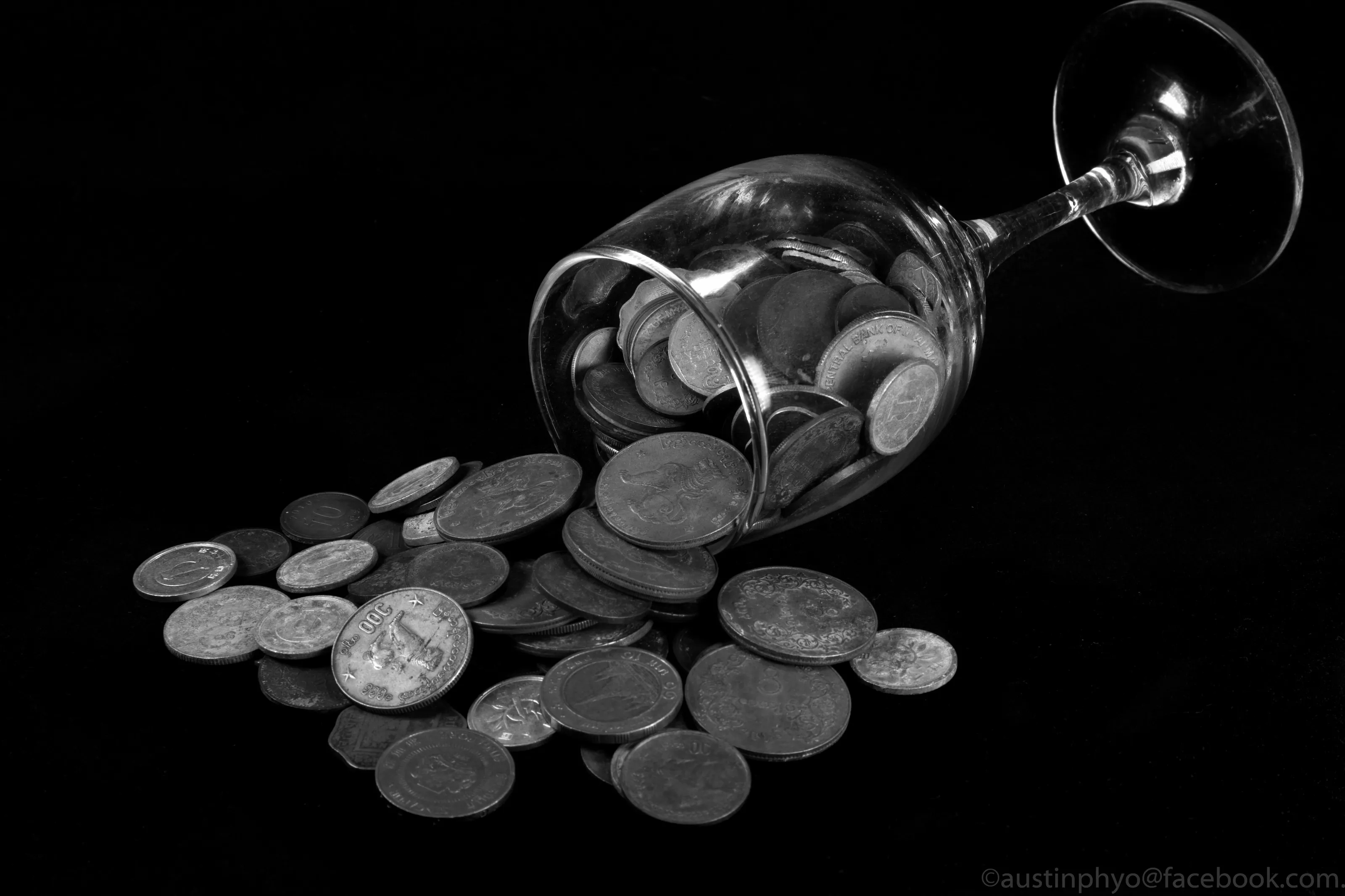 Money in the glass.