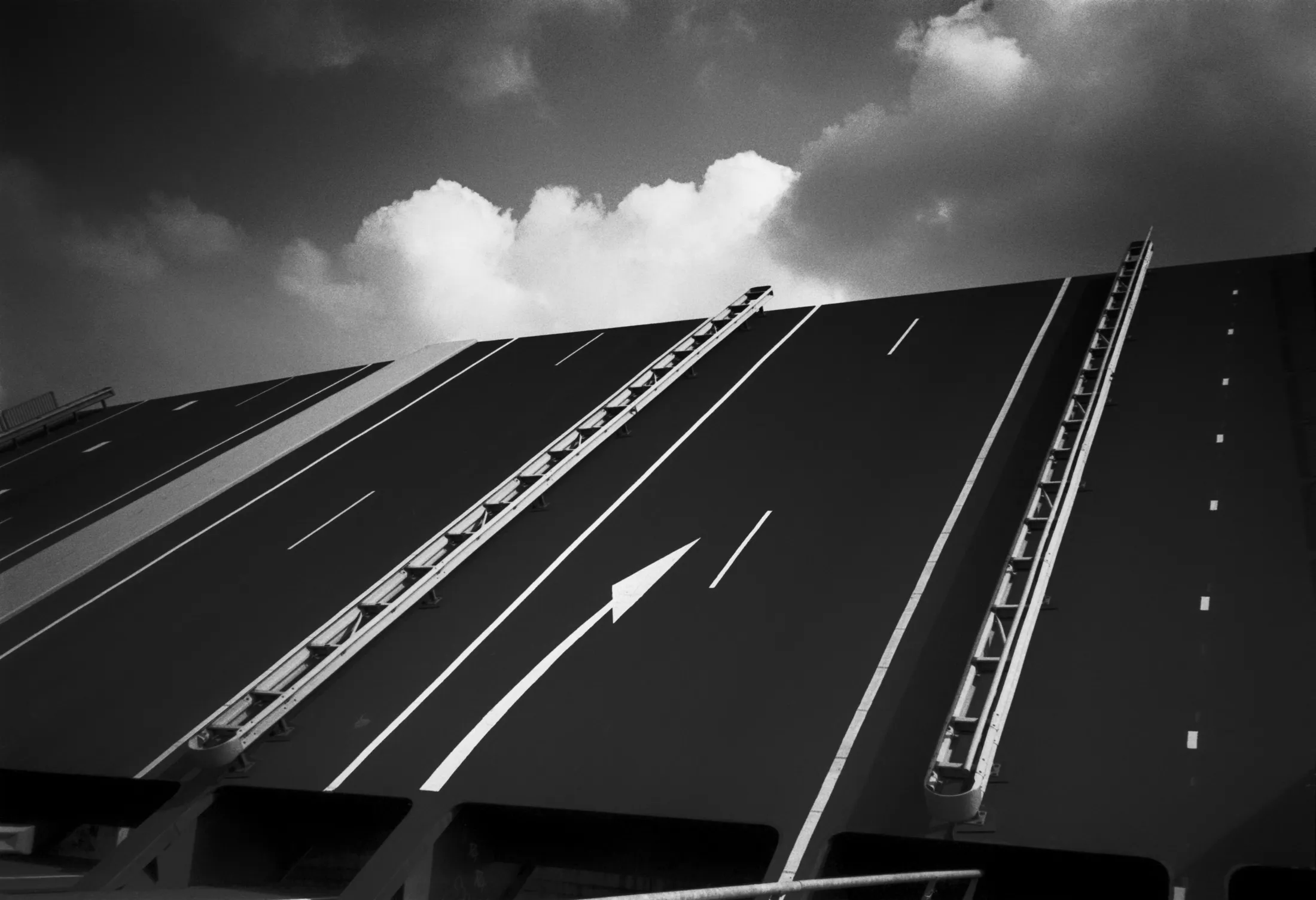 • Brand new movable Motorway Bridge — b&w •