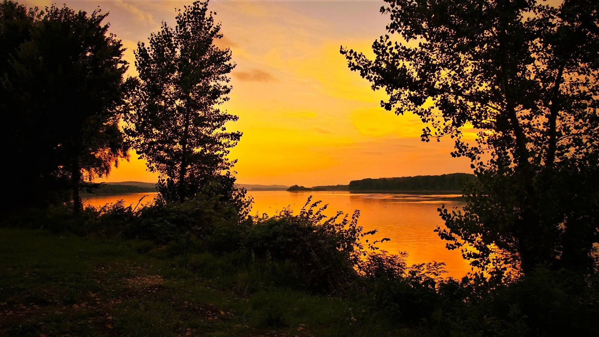 the Danube river as the sun goes down.