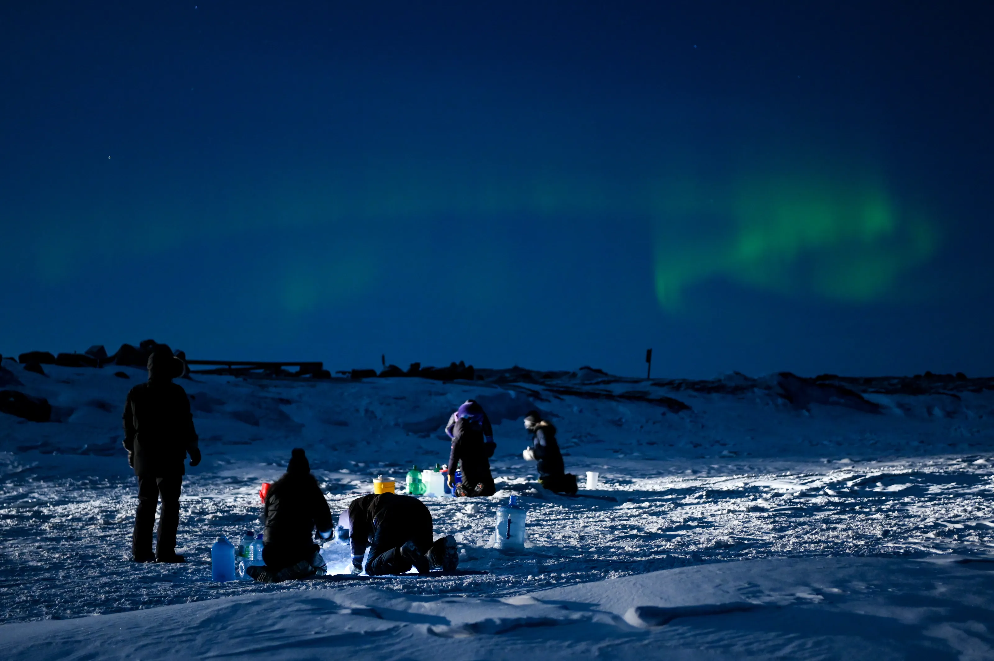 Northern lights, contaminated water