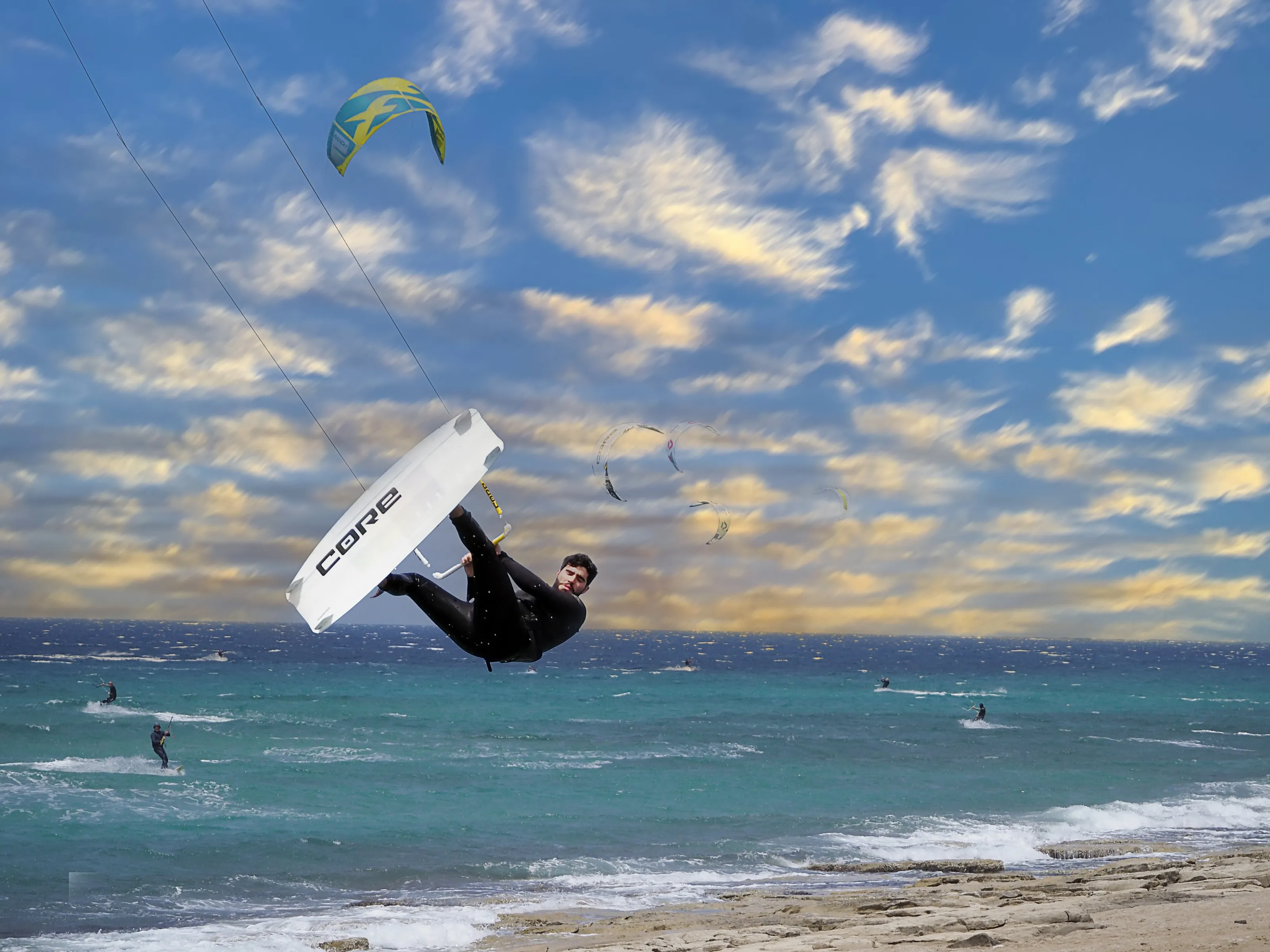 Sunset Kite Surfing in northern Israel