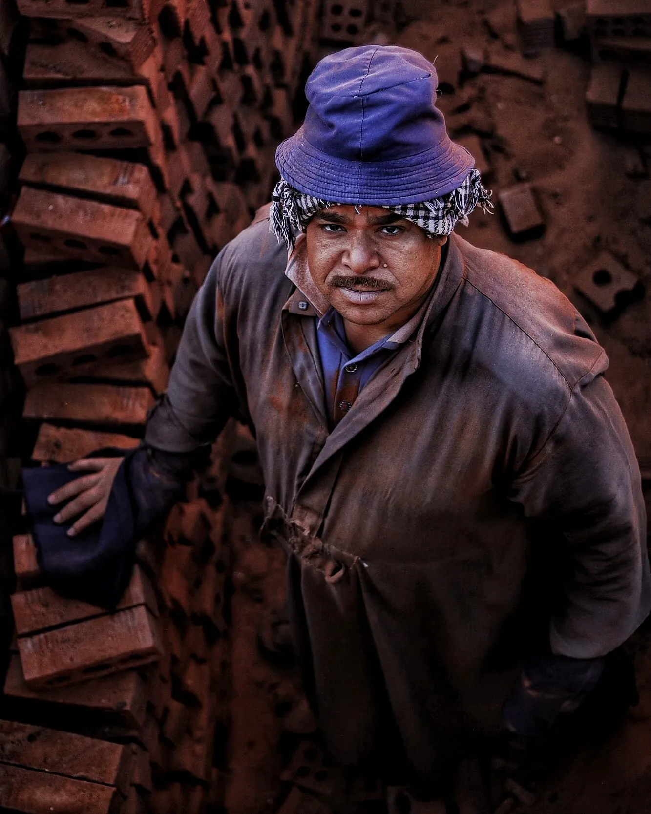 A worker in a bricks factory