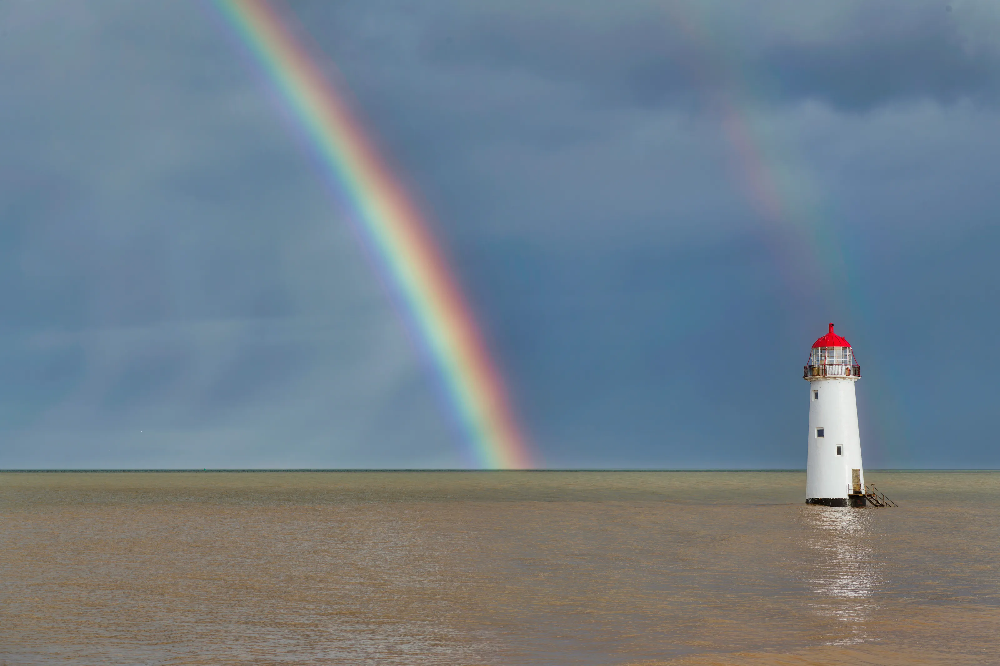 Rainbow over Talacre Beach and Lighthouse