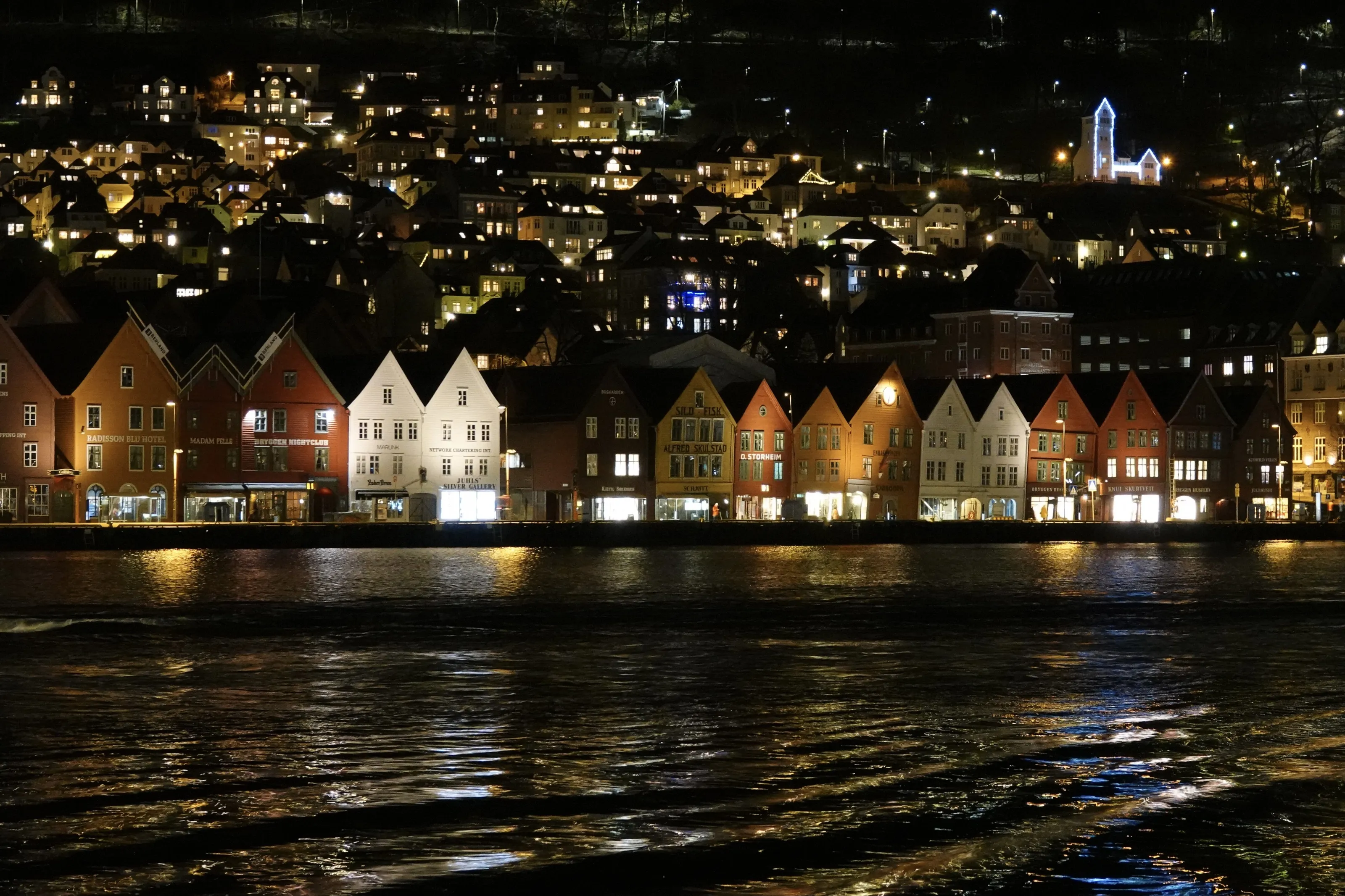 Bryggen, Bergen by night