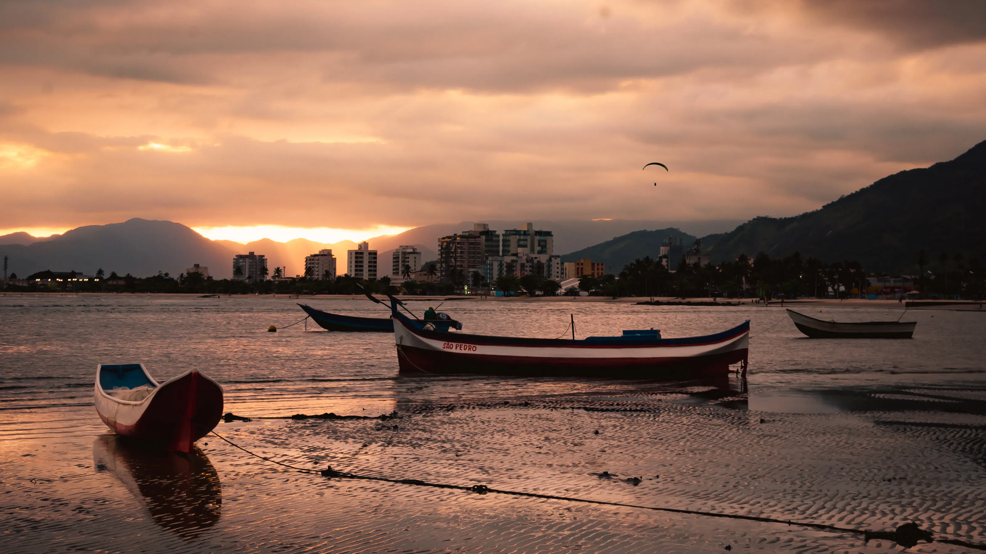 Sunset at Camaroeiros Beach after a hard storm